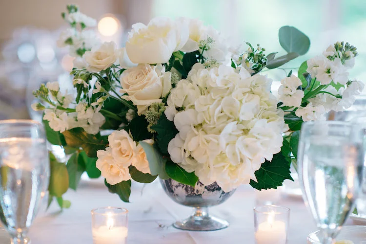 white centerpiece in silver mercury glass.jpg