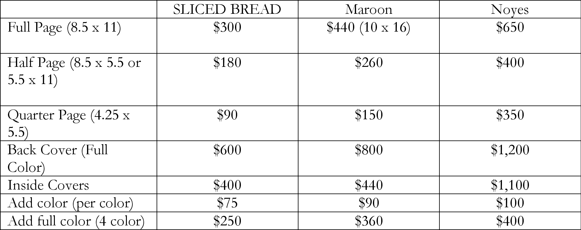 We are also willing to negotiate - just contact us at editors@slicedbreadmag.com