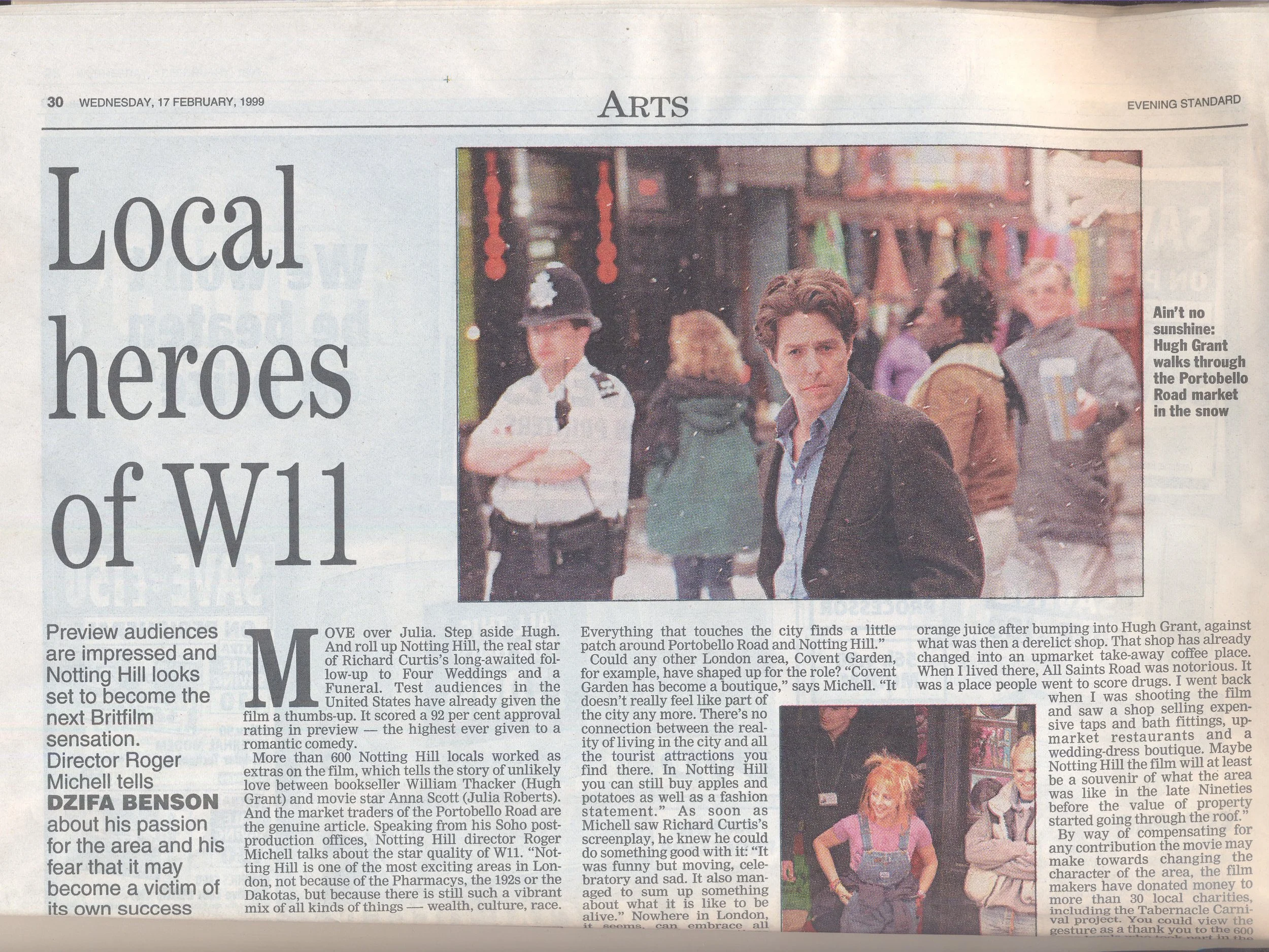Interview with Roger Michell, director of the film Notting Hill, Evening Standard