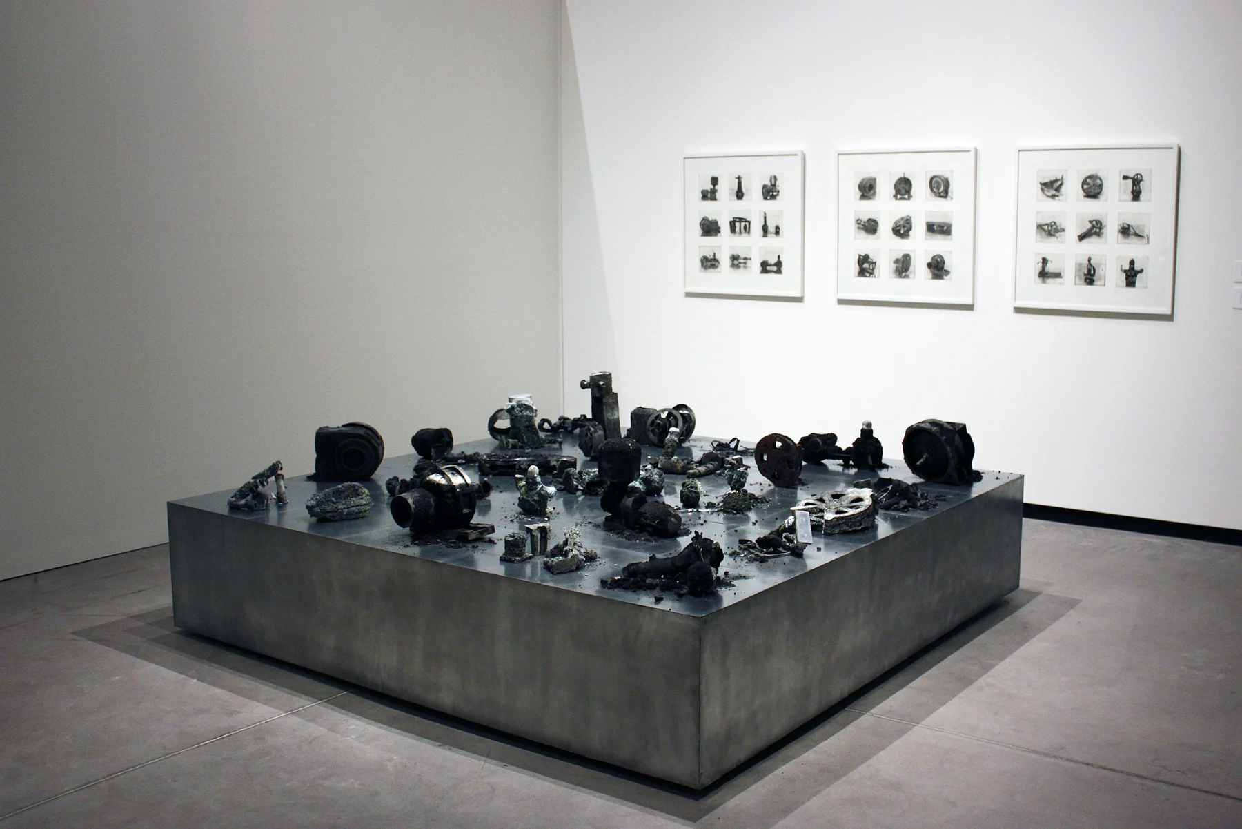 Automatic Ruins #1-25 , zinc etching plates, copper sulfate, galvanized steel, 24" x 90" x 90", 2012.