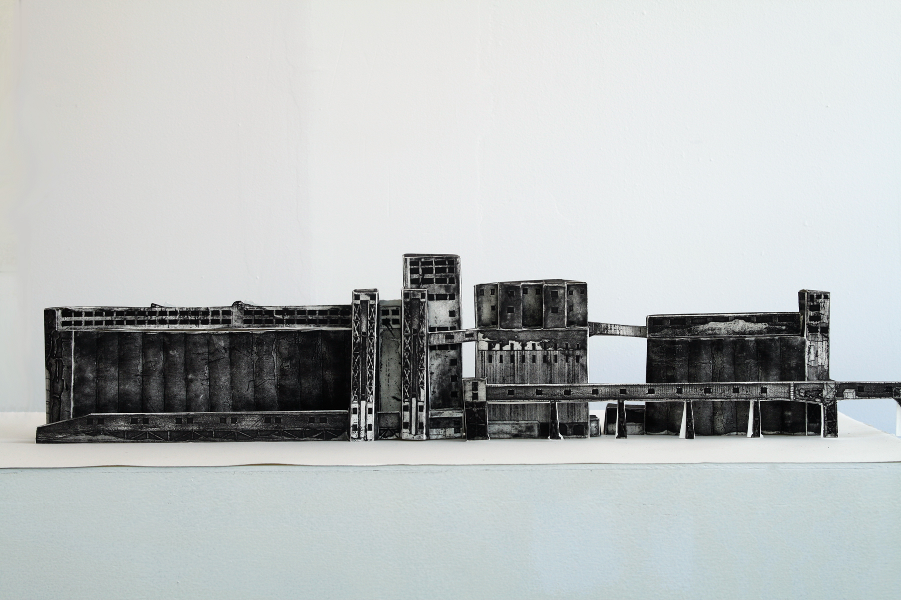 Silo no. 5 , etching on paper, 34" x 5" x 9", 2008.