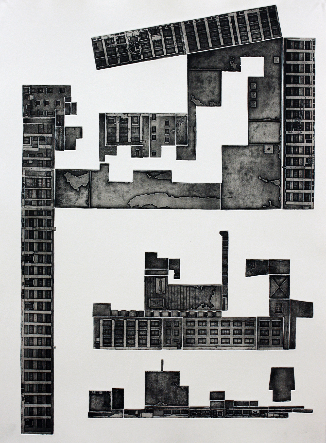 Simmons Mattress Co., etching on paper, 30" x 22", 2009