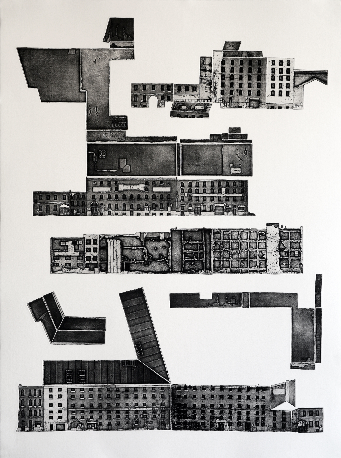 Shewing Cork Works Ltd., etching on paper, 30" x 22", 2008
