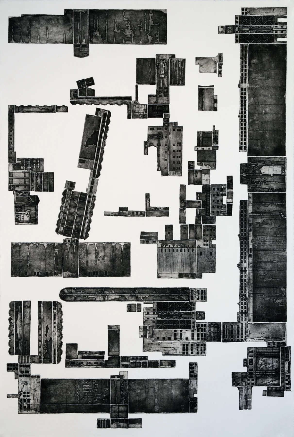 Silo no. 5, etching on paper, 44" x 30", 2008