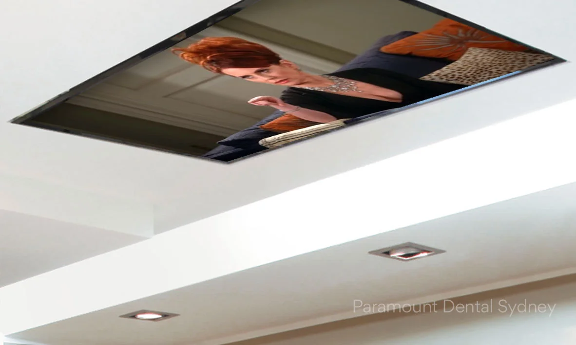 Entertainment on the ceiling while you relax.