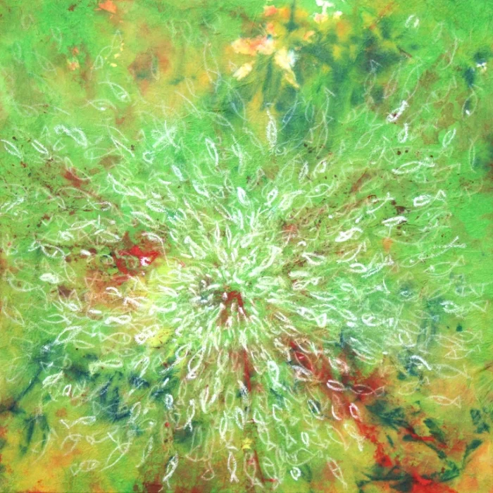 I Come to the Garden Alone 33 (Sold) / 12"x12"/ mixed media on Korean paper