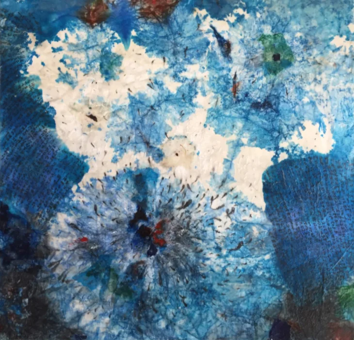 Habakkuk 4 / 18"x18" / Encaustic & Water Color on Korean Paper
