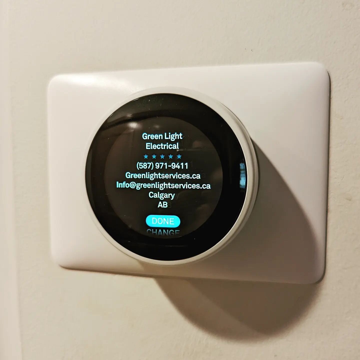 Google Nest Smart Thermostat @greenlight.ca

* Common Wire Installation
* Wired and tested 

Can't wait to see what happens Nest! 

Greenlight Electrical Services ltd.
Your local GoogleNest pro if youre having trouble we will put the light on it! 

V