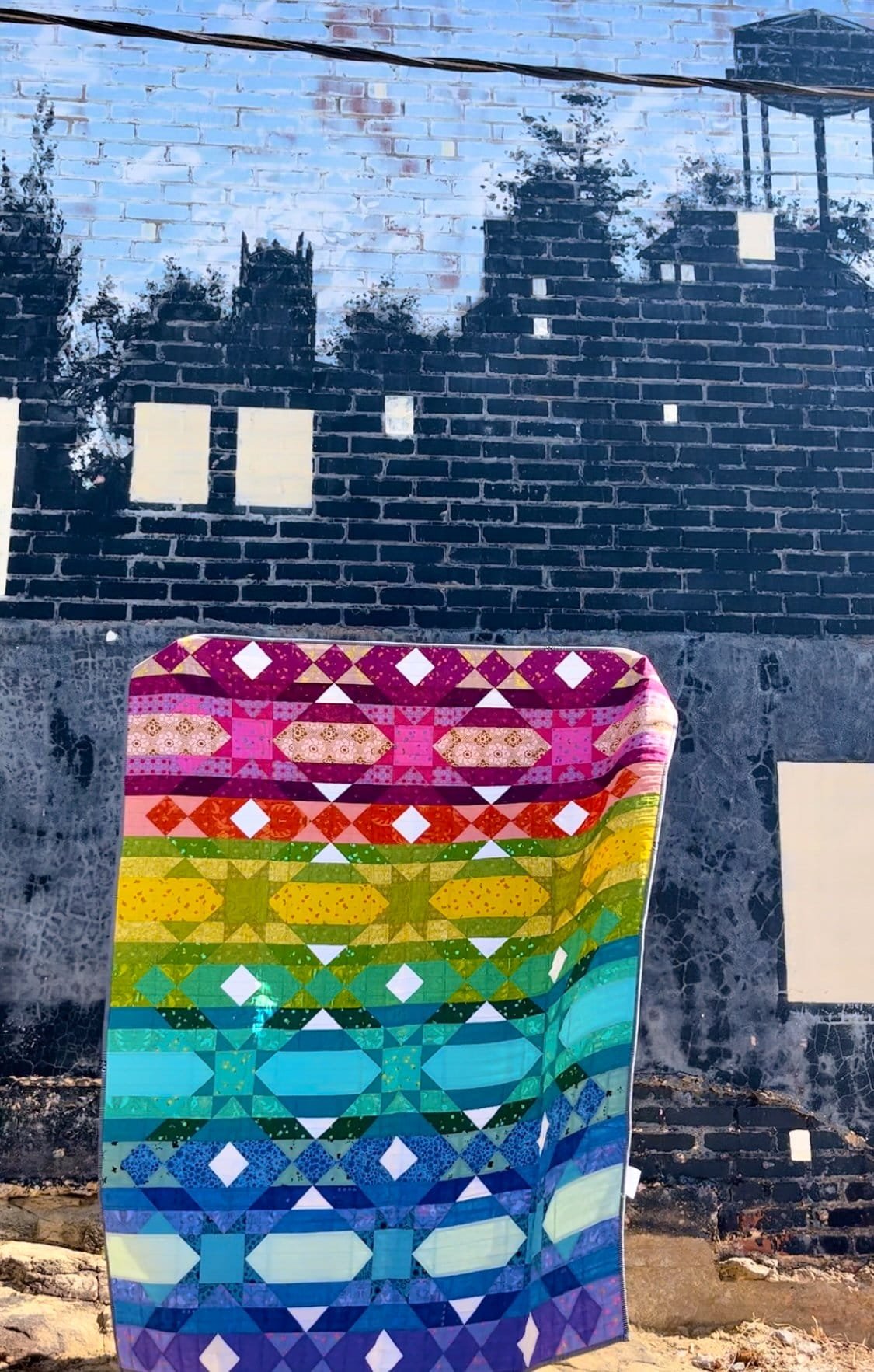 1 - Quasar Rainbow Quilt - La Bizarra Custom Rainbow Quilt - Handmade Patchwork, Raleigh, North Carolina