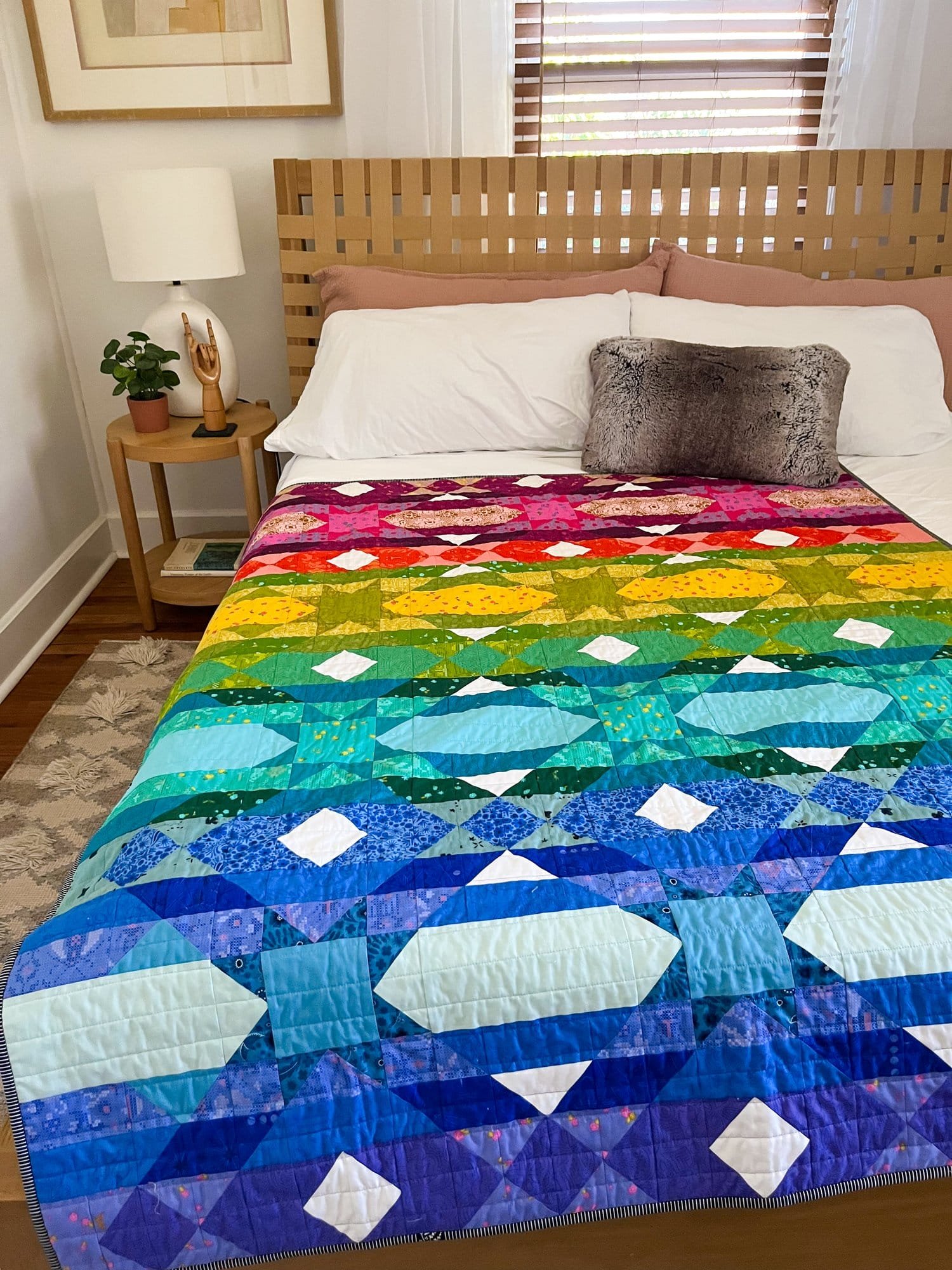 3 - Quasar Rainbow Quilt - La Bizarra Custom Rainbow Quilt - Handmade Patchwork, Raleigh, North Carolina