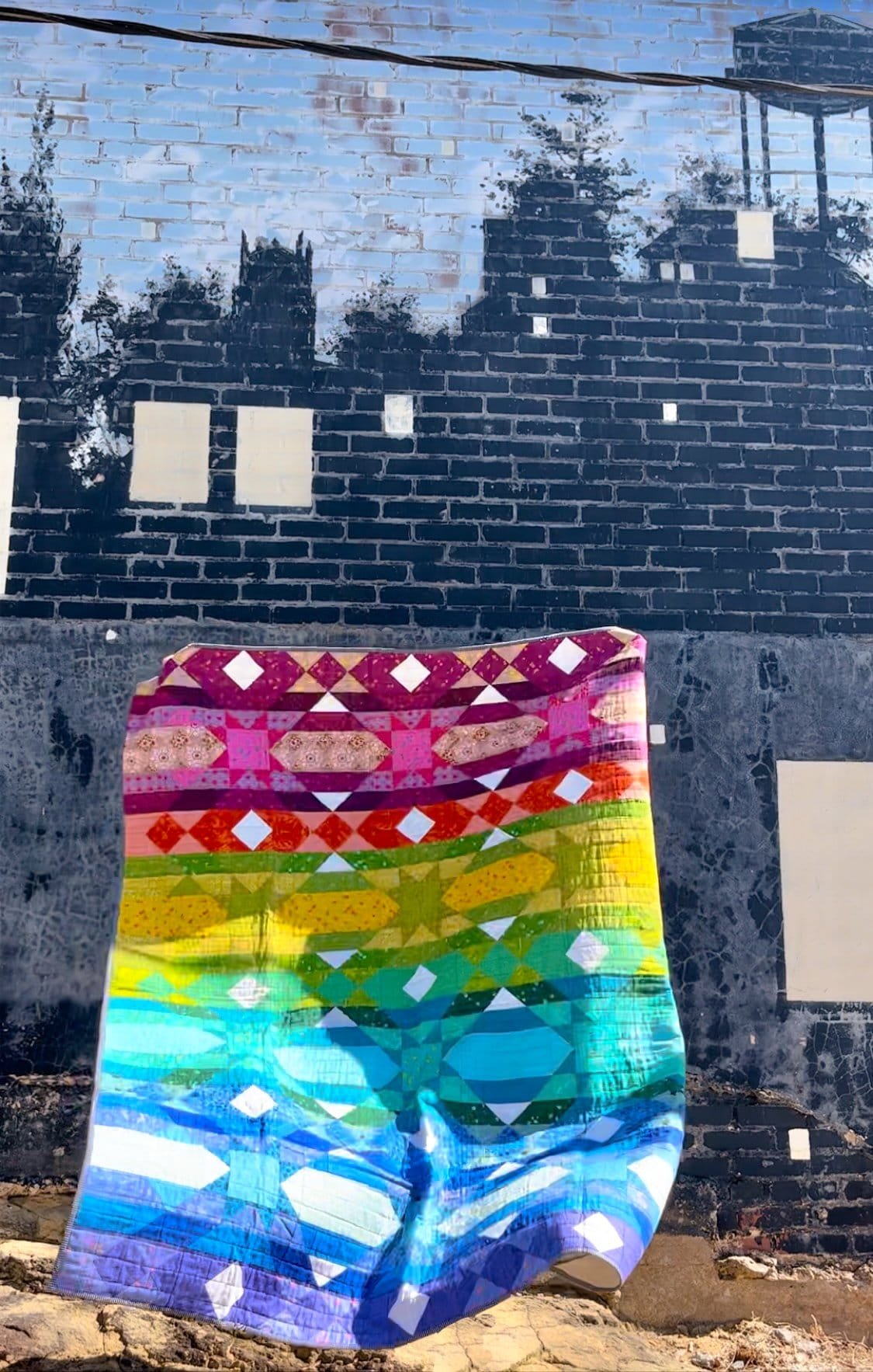 5 - Quasar Rainbow Quilt - La Bizarra Custom Rainbow Quilt - Handmade Patchwork, Raleigh, North Carolina