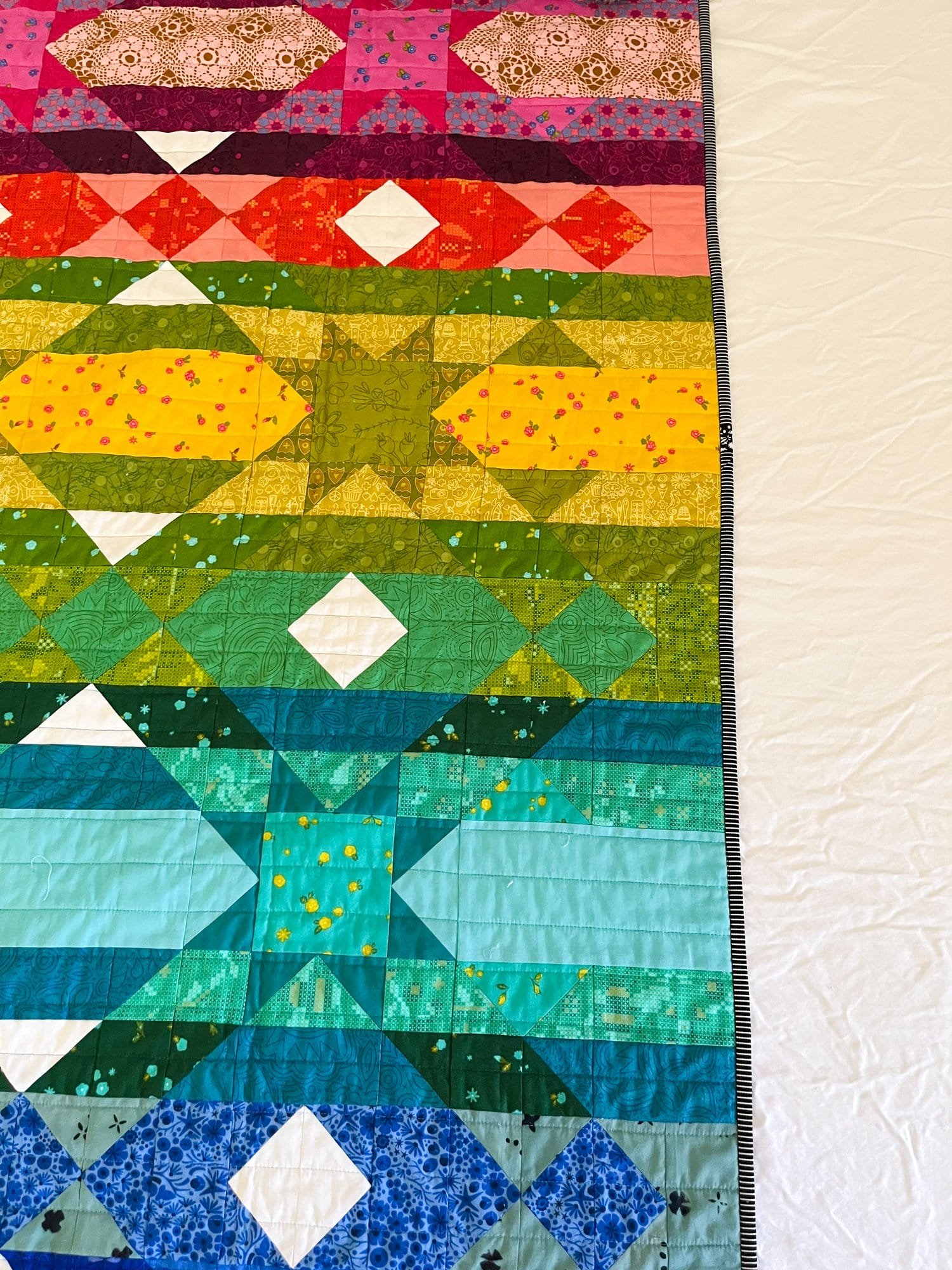 8 - Quasar Rainbow Quilt - La Bizarra Custom Rainbow Quilt - Handmade Patchwork, Raleigh, North Carolina