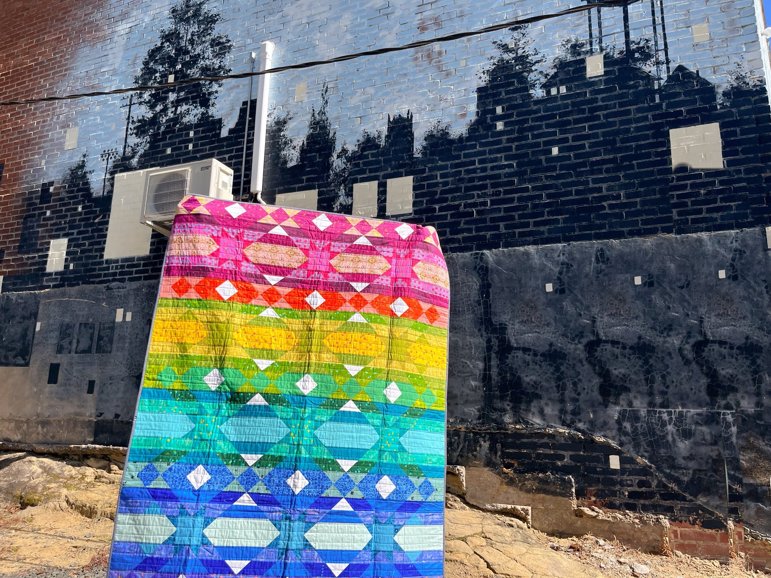 10 - Quasar Rainbow Quilt - La Bizarra Custom Rainbow Quilt - Handmade Patchwork, Raleigh, North Carolina