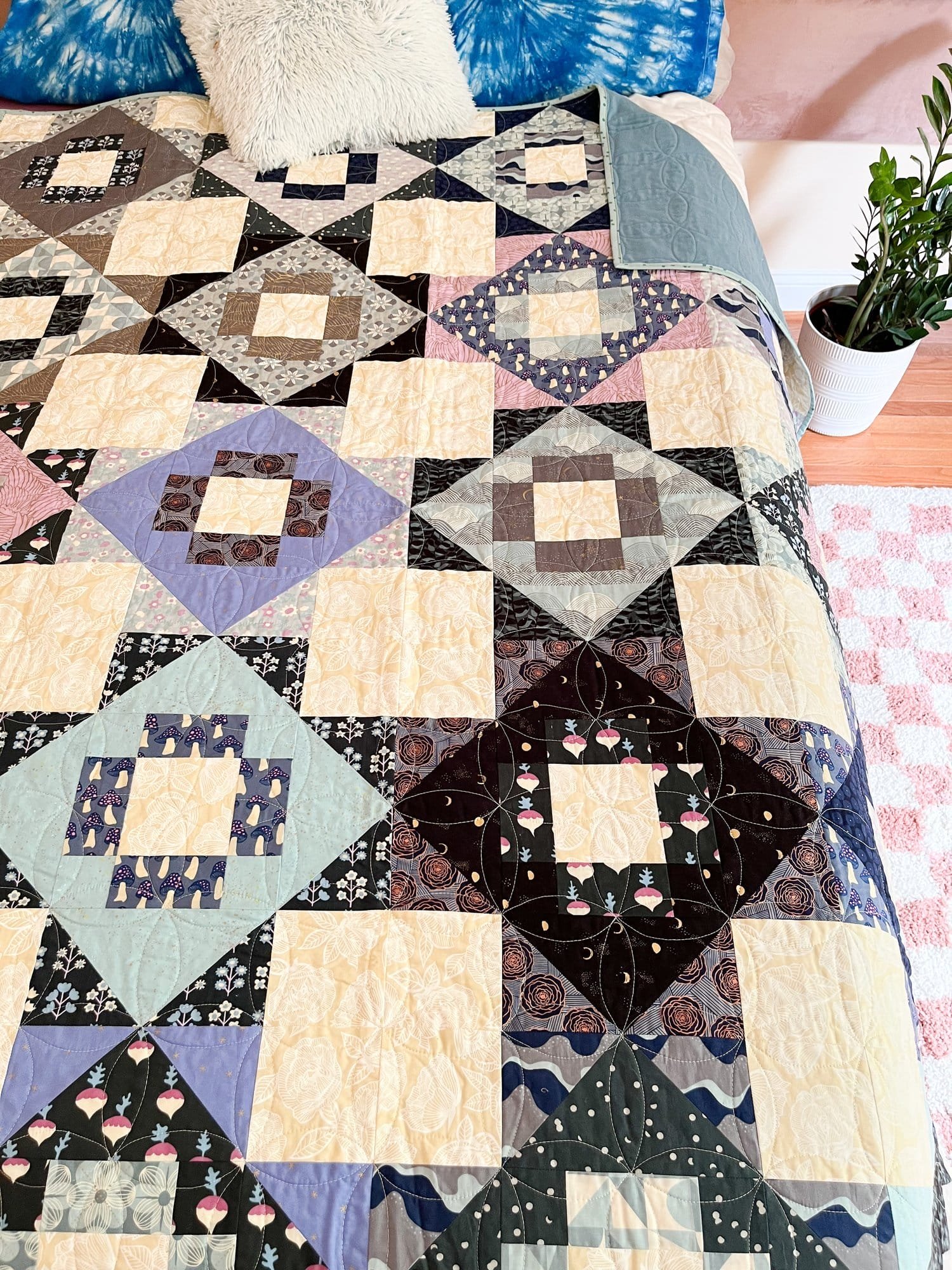 2 - Evening Garden Meadowland Quilt - La Bizarra Handmade Custom Quilt - Modern Patchwork, Raleigh, North Carolina