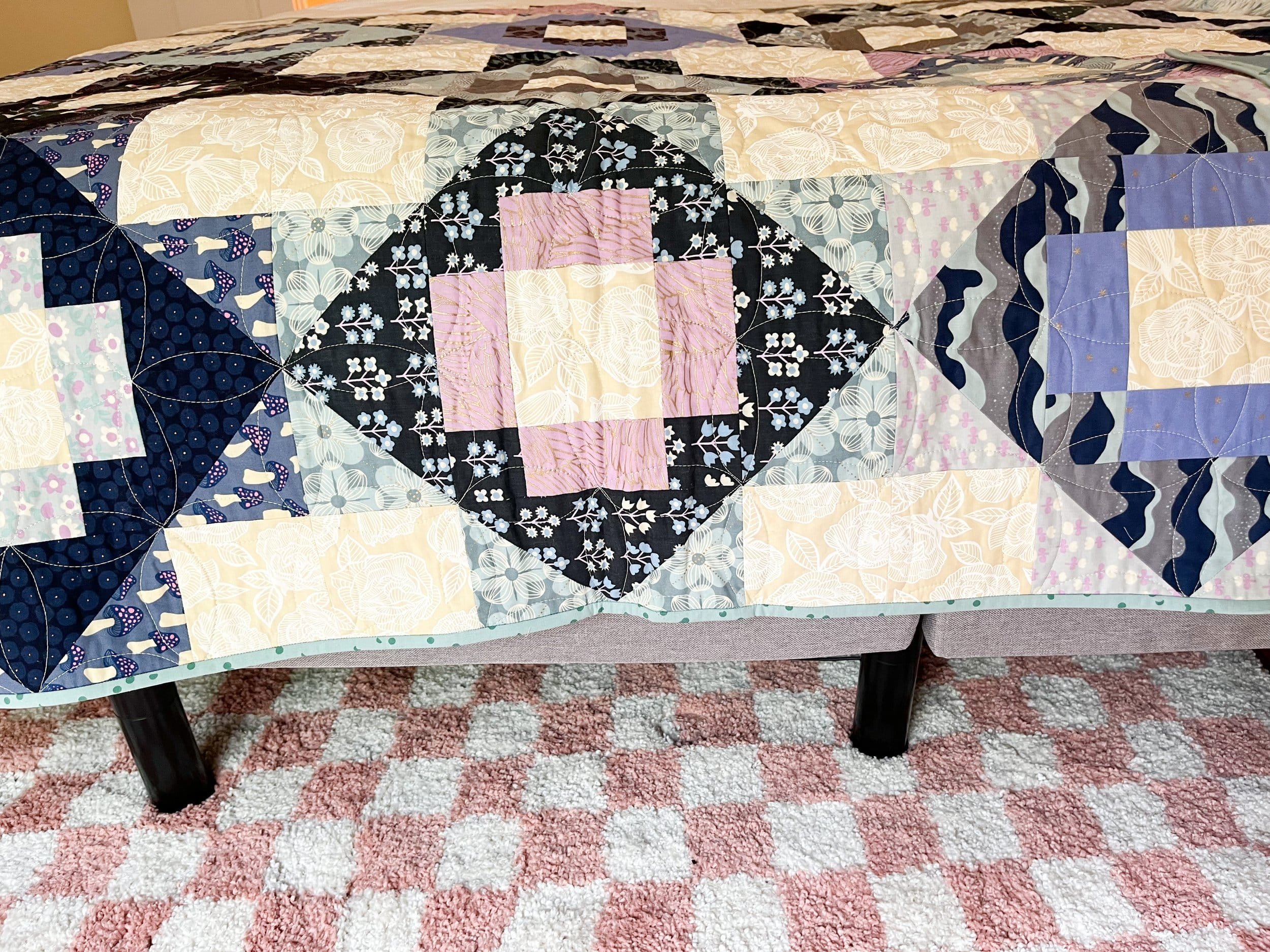 3 - Evening Garden Meadowland Quilt - La Bizarra Handmade Custom Quilt - Modern Patchwork, Raleigh, North Carolina