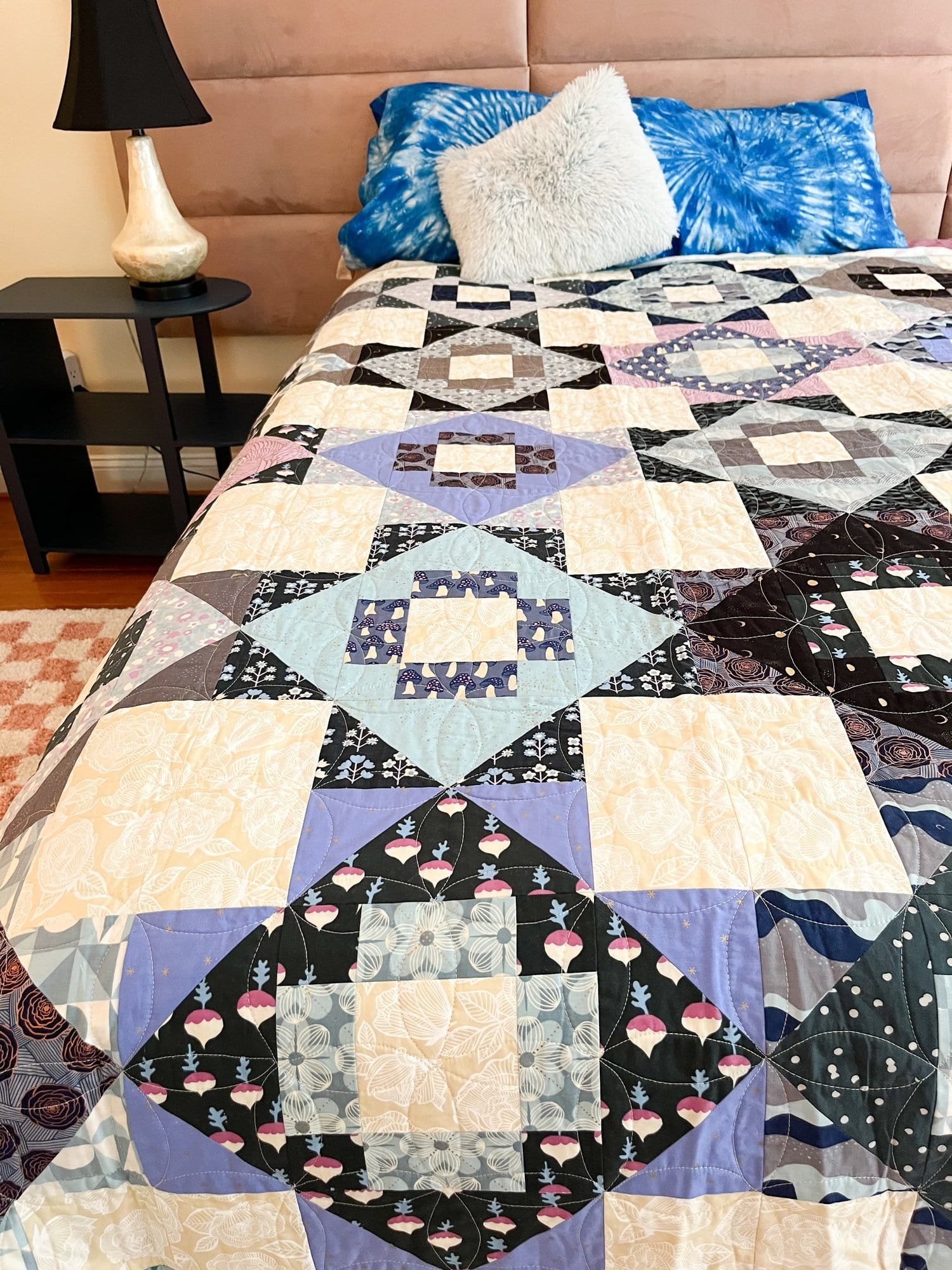 7 - Evening Garden Meadowland Quilt - La Bizarra Handmade Custom Quilt - Modern Patchwork, Raleigh, North Carolina