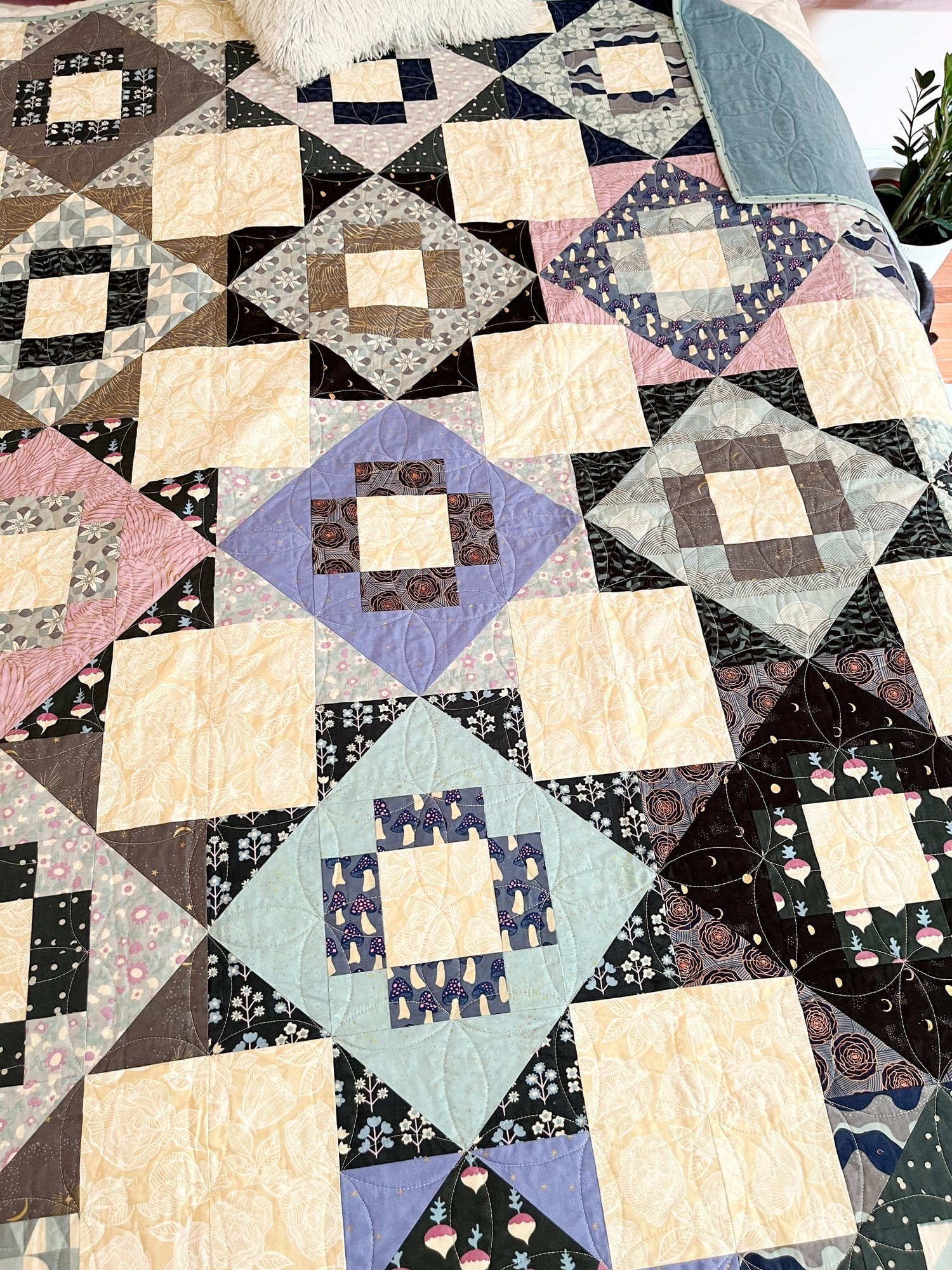 8 - Evening Garden Meadowland Quilt - La Bizarra Handmade Custom Quilt - Modern Patchwork, Raleigh, North Carolina