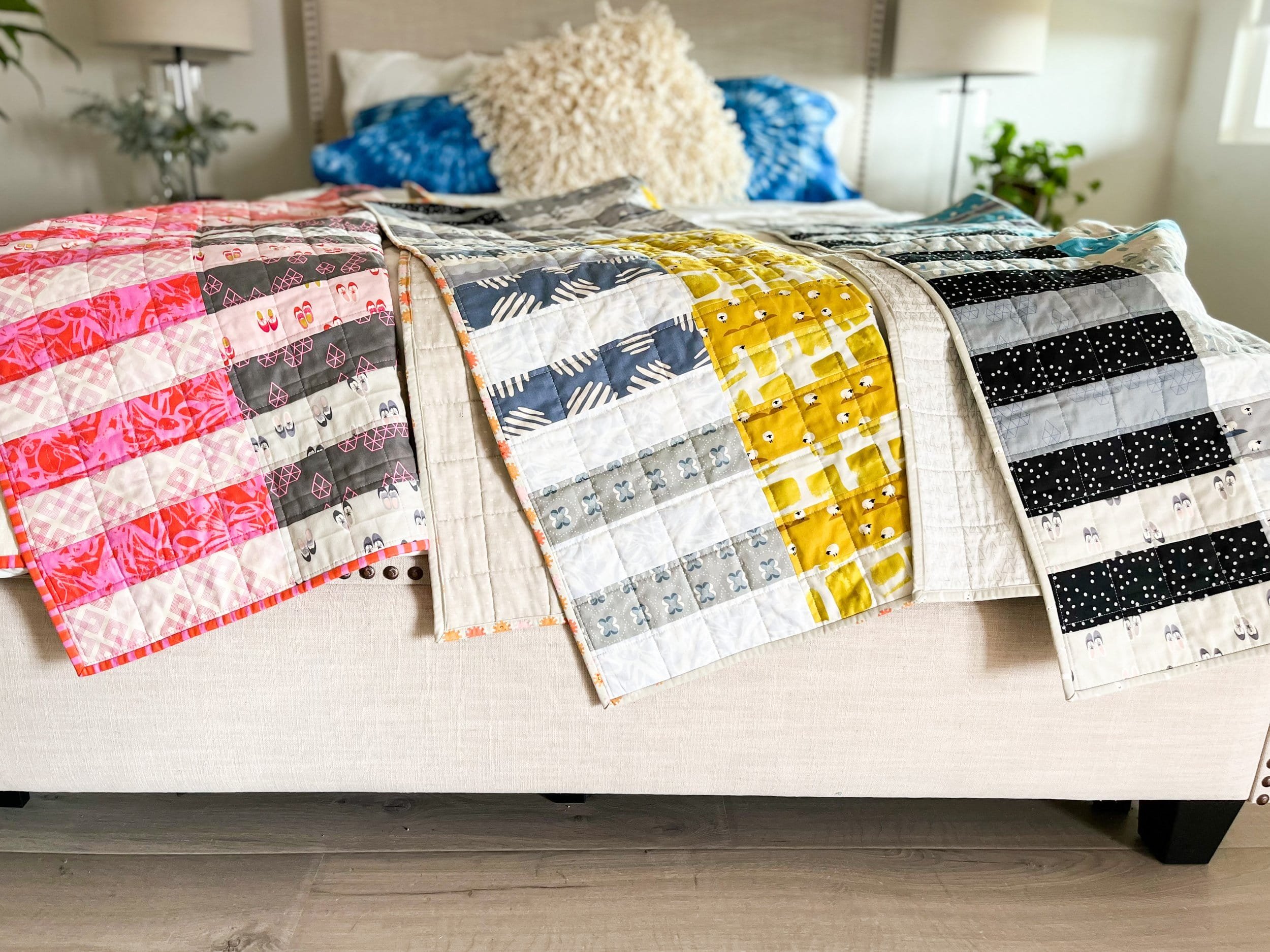 3 - Village Fete Baby Quilt in Pink - La Bizarra Handmade Baby Clothes Quilt, Patchwork, Raleigh, North Carolina