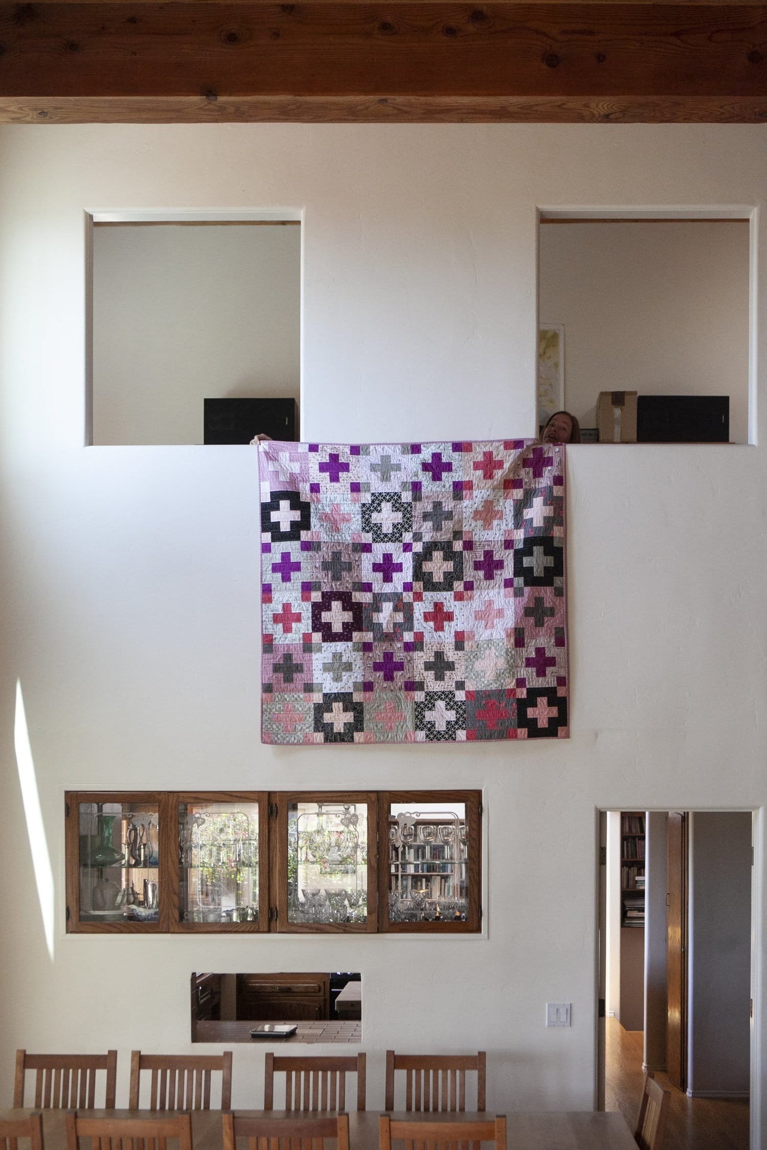 3 - Fuchsia Pop Plus Throw Quilt - La Bizarra Handmade Custom Quilt - Modern Patchwork, Raleigh, North Carolina