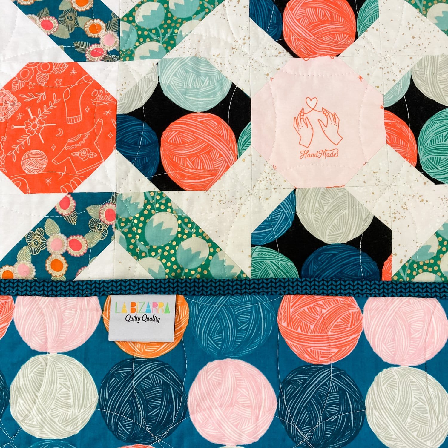 18 - Knit One Knuffel Quilt - La Bizarra Handmade Custom Quilt - Modern Patchwork, Raleigh, North Carolina