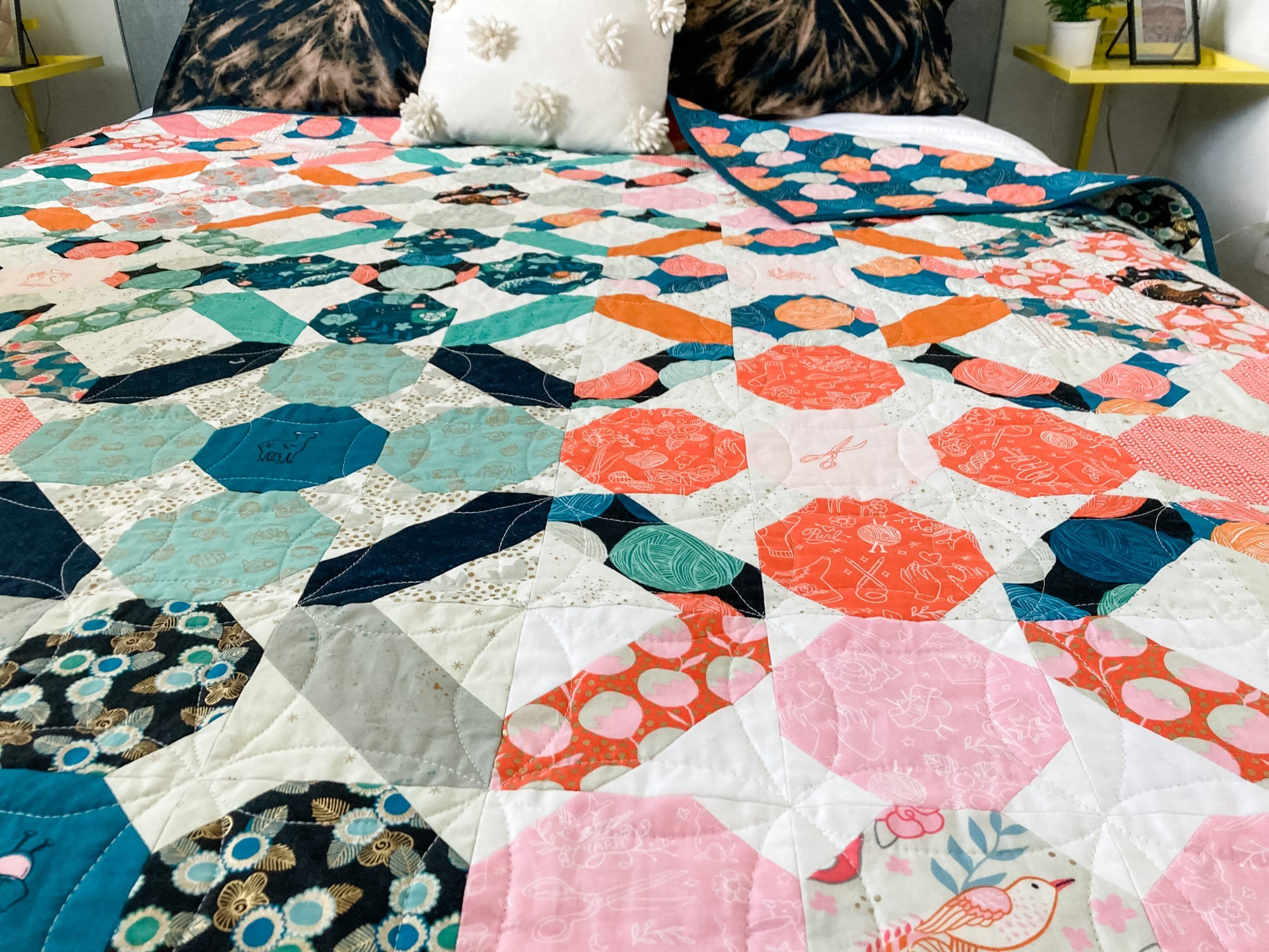 19 - Knit One Knuffel Quilt - La Bizarra Handmade Custom Quilt - Modern Patchwork, Raleigh, North Carolina