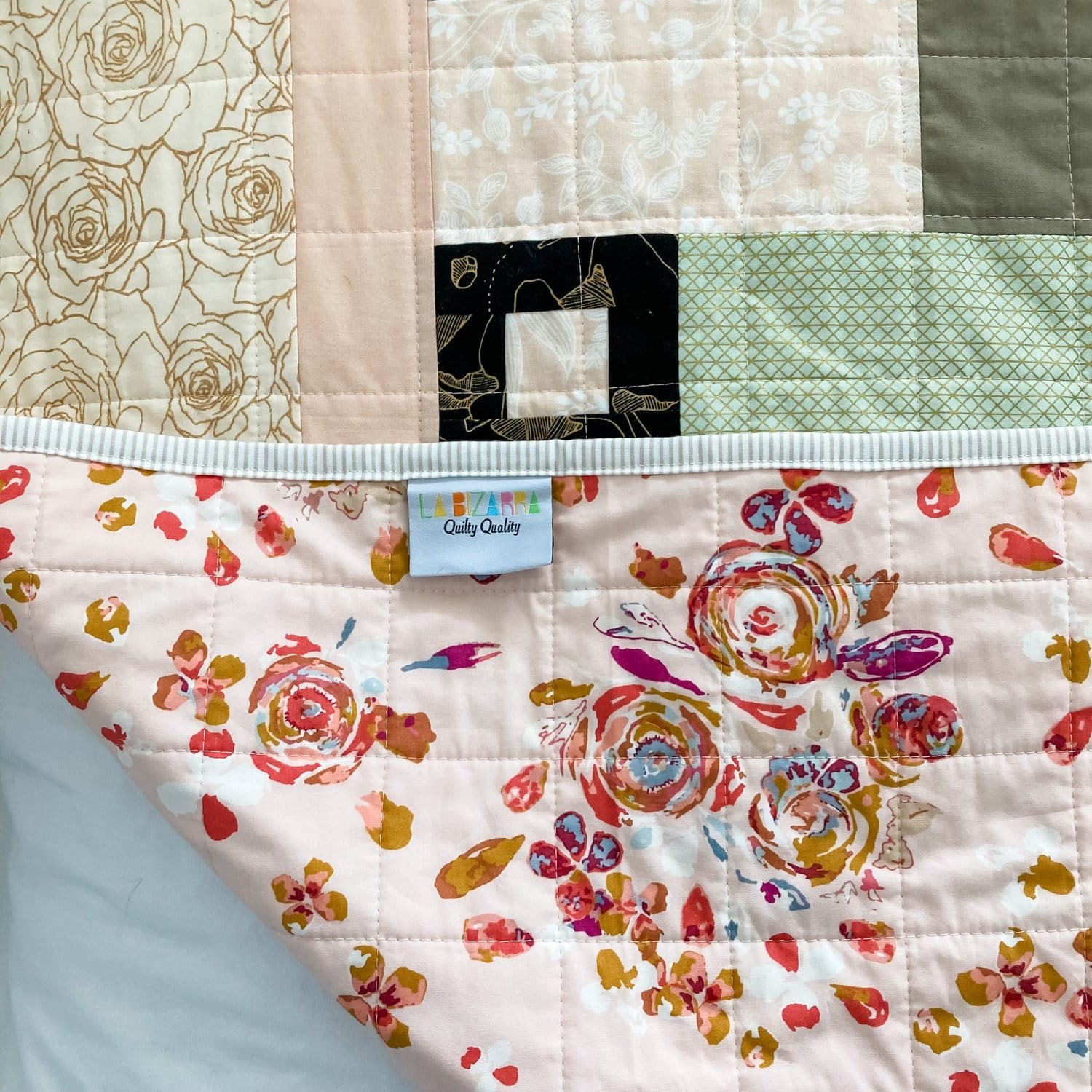 3 - Art Nouveau Squared Quilt - La Bizarra Handmade Custom Quilt - Modern Patchwork, Raleigh, North Carolina
