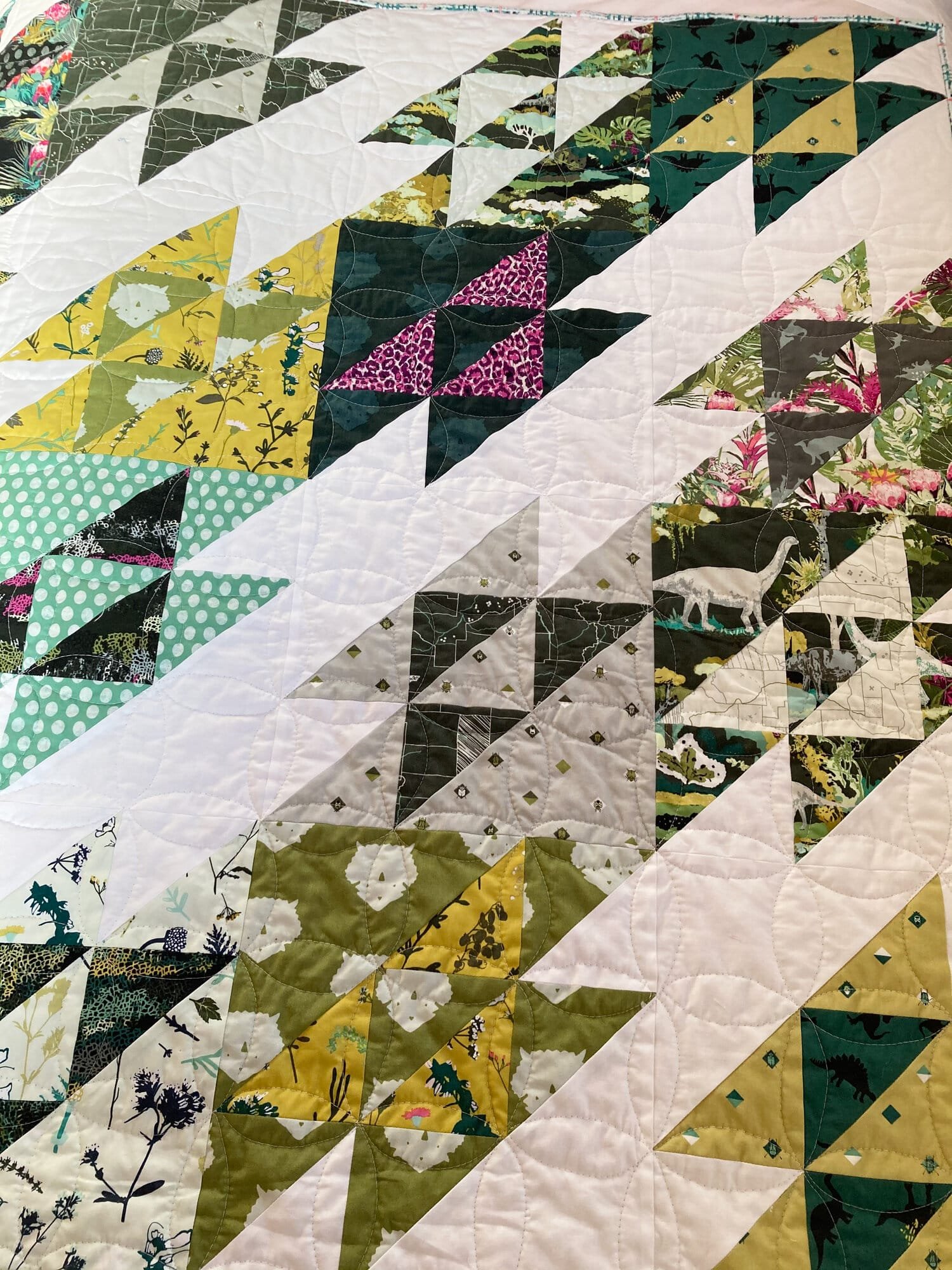 6 - Prehistoric Quilt - La Bizarra Handmade Custom Quilt - Modern Patchwork, Raleigh, North Carolina