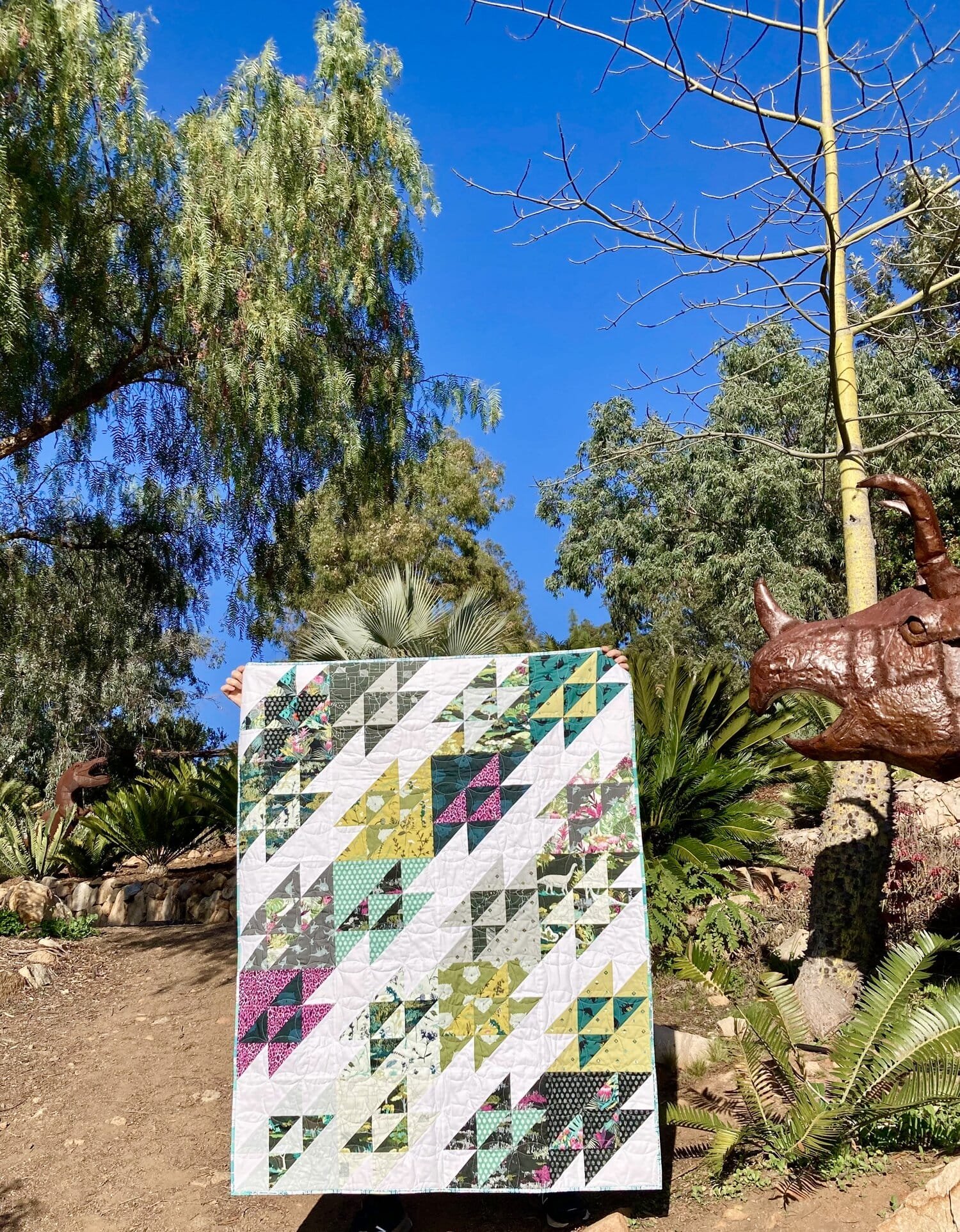 8 - Prehistoric Quilt - La Bizarra Handmade Custom Quilt - Modern Patchwork, Raleigh, North Carolina