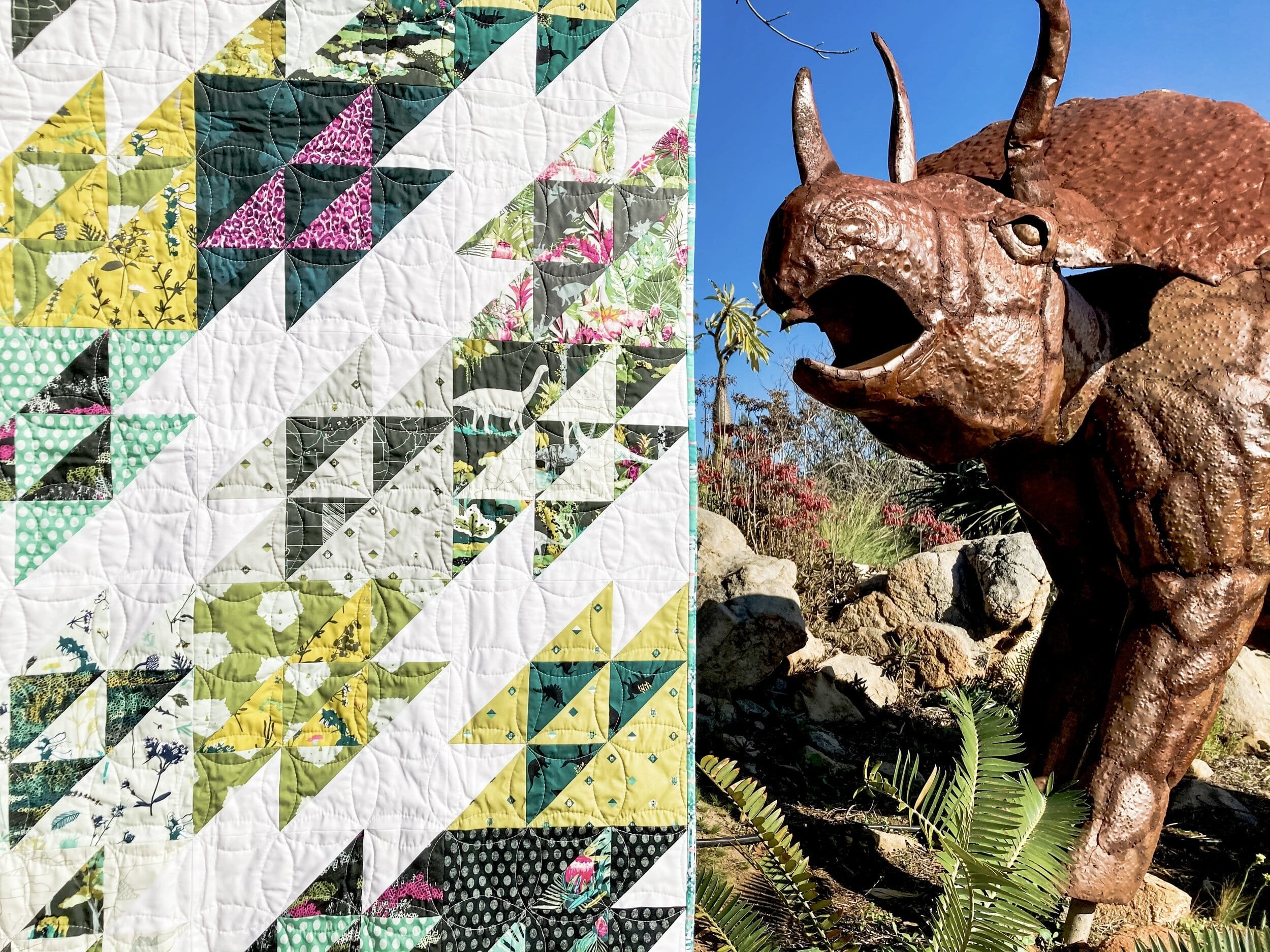 1 - Prehistoric Quilt - La Bizarra Handmade Custom Quilt - Modern Patchwork, Raleigh, North Carolina