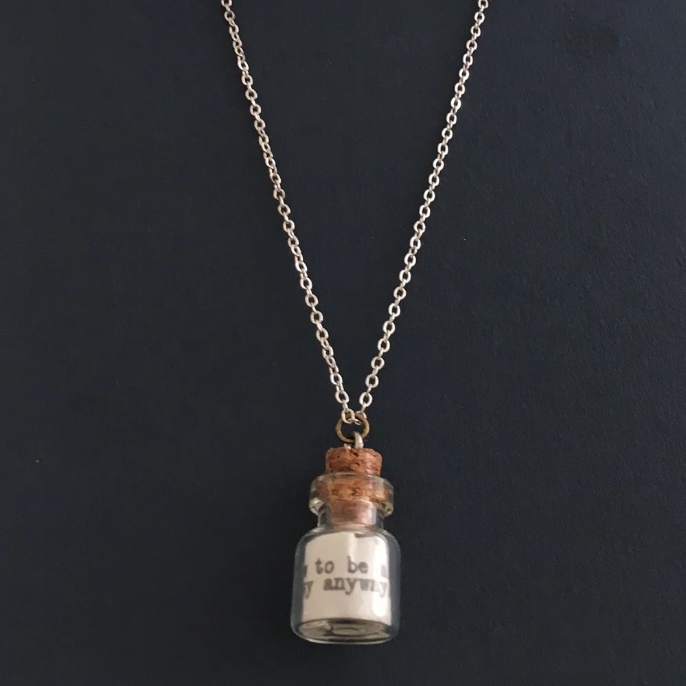 “permission” necklace - poem in a bottle
