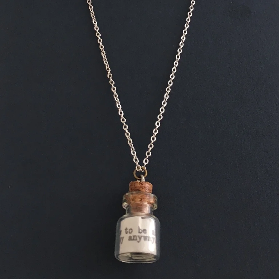 “you somersault my bones” necklace - poem in a bottle