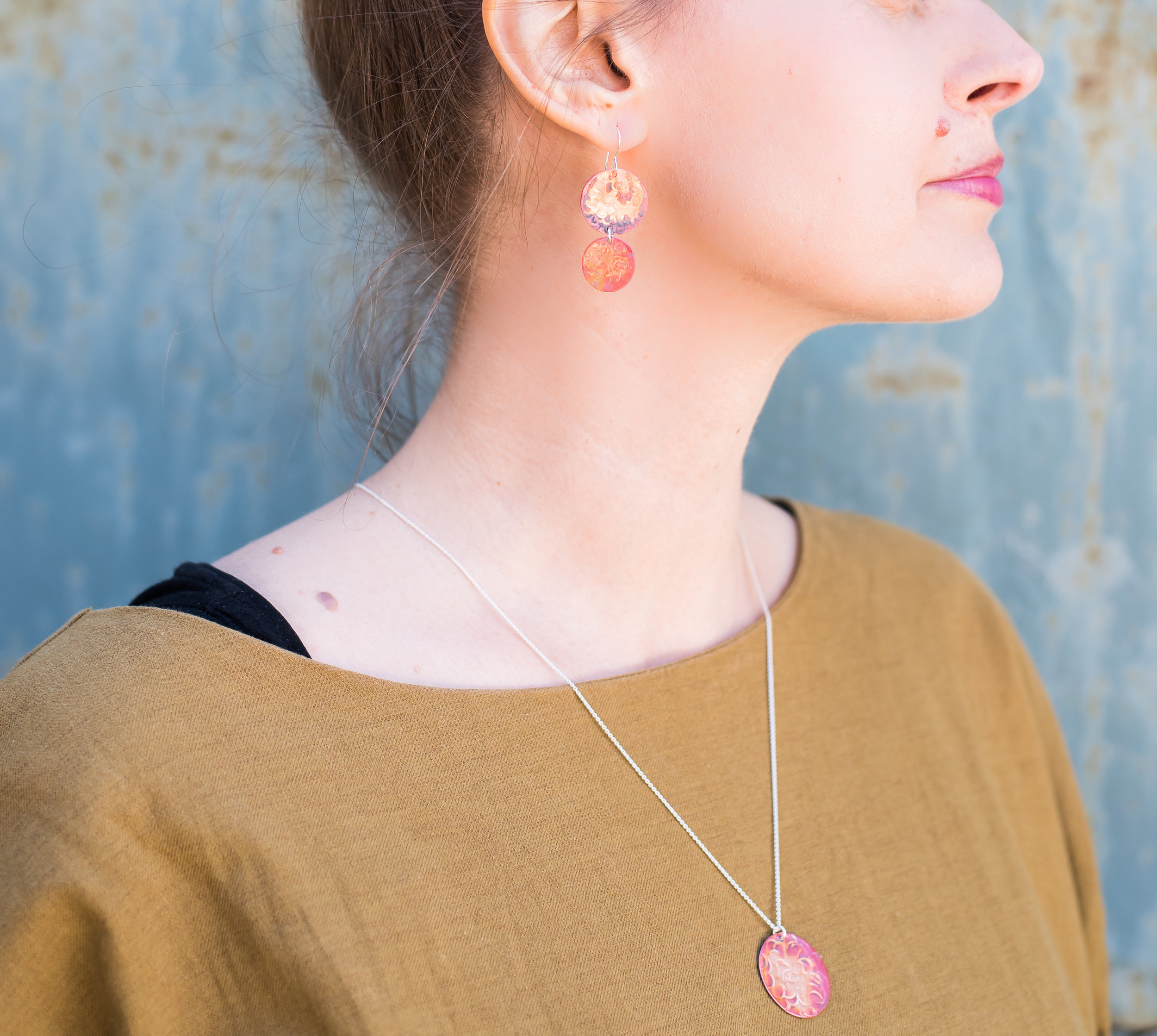 Copper Droplet Earrings : Copper Circle Necklace Crop.jpeg