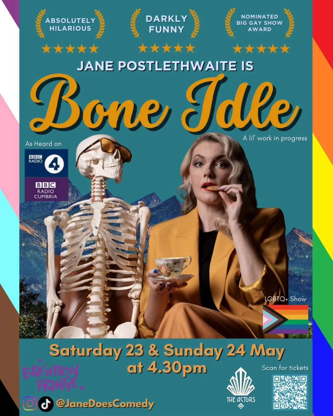 Brighton pals 🏖️
I&rsquo;m doing two dates at @brightonfringe in May ✨

🎤 Bone Idle is my Work in progress stand up comedy show
📅 Saturday 23 May &amp; Sunday 24 May
⏰ 4.30pm at @theactorsbrighton 

AND THEN &mdash; because I love a busy day &mdas