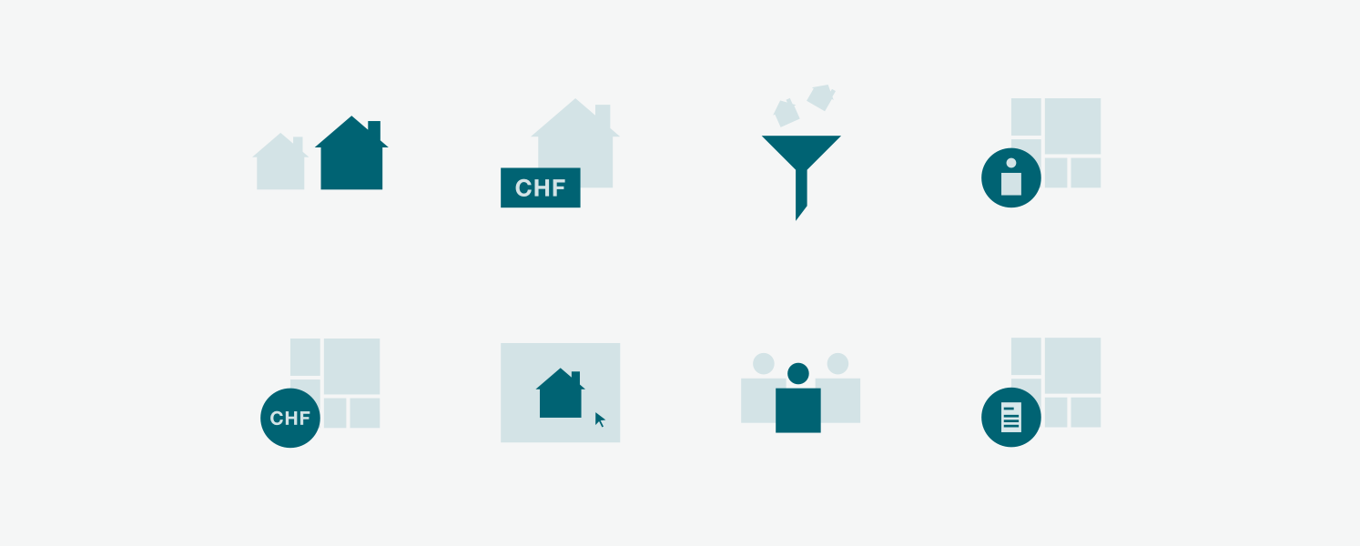 Example of icon set designed to explain crowdhouse business model.