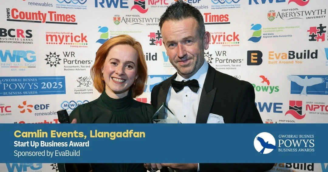 🌍 Congratulations to Camlin Events, Llangadfan—winner of the Start-up Business Award 2025! A now global consultancy from a Powys farmhouse, delivering high-impact events across three continents.
Read more - https://www.powysbusinessawards.co.