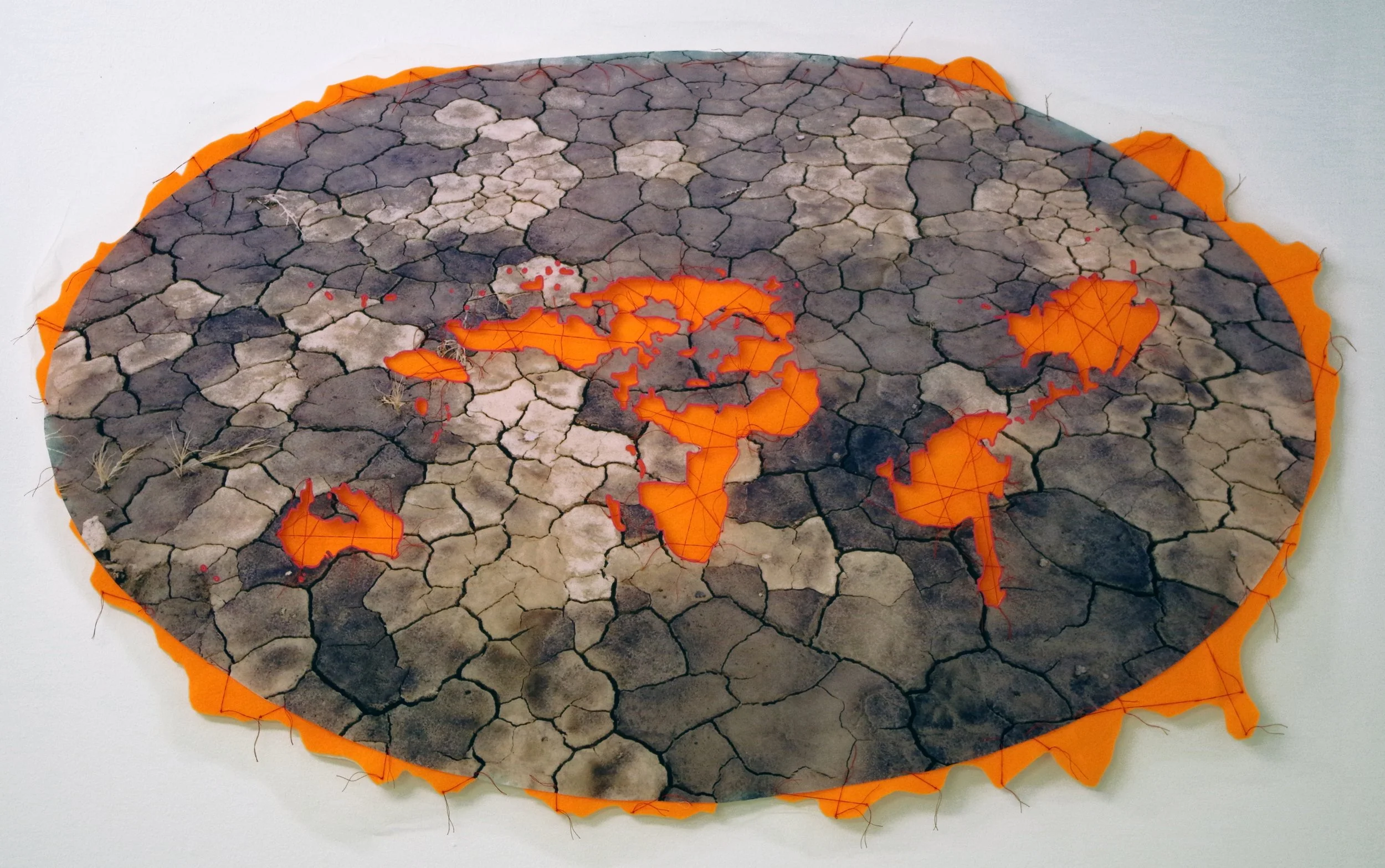 Mollie Oblinger, blowing desolate, despoiled #7 , fabric, felt, wood, 23”x40”x4”, 2017. Photo courtesy of the artist.