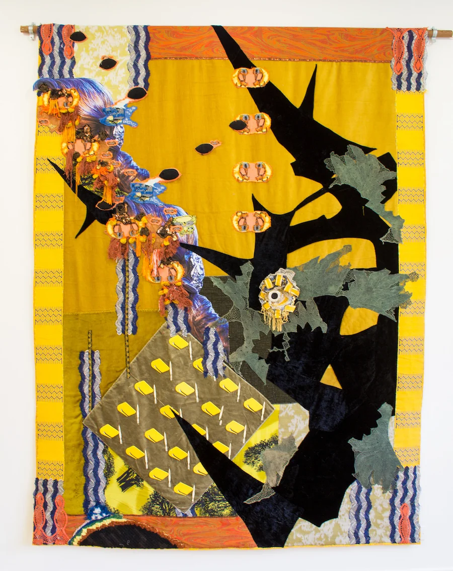 Lindsay Rhyner, Eye of the Needle , fabric, plastic, acrylic, 2017. Photo courtesy of the artist