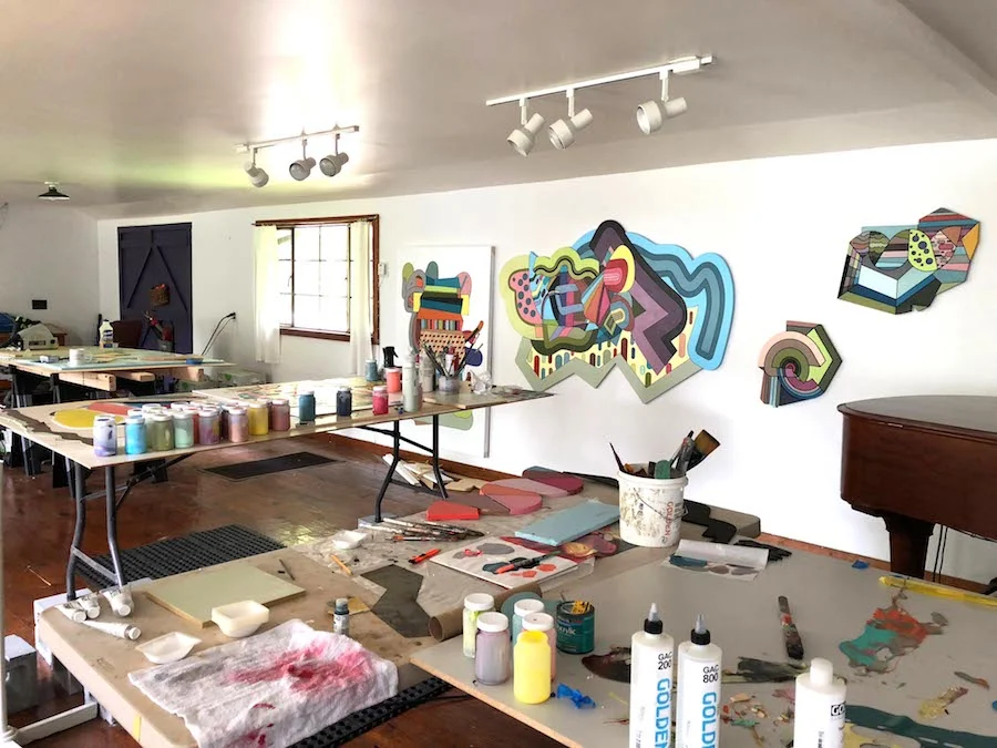 Joey Slaughter's studio at the Hambidge Creative Residency Program, Rabun Gap, Georgia, summer 2018