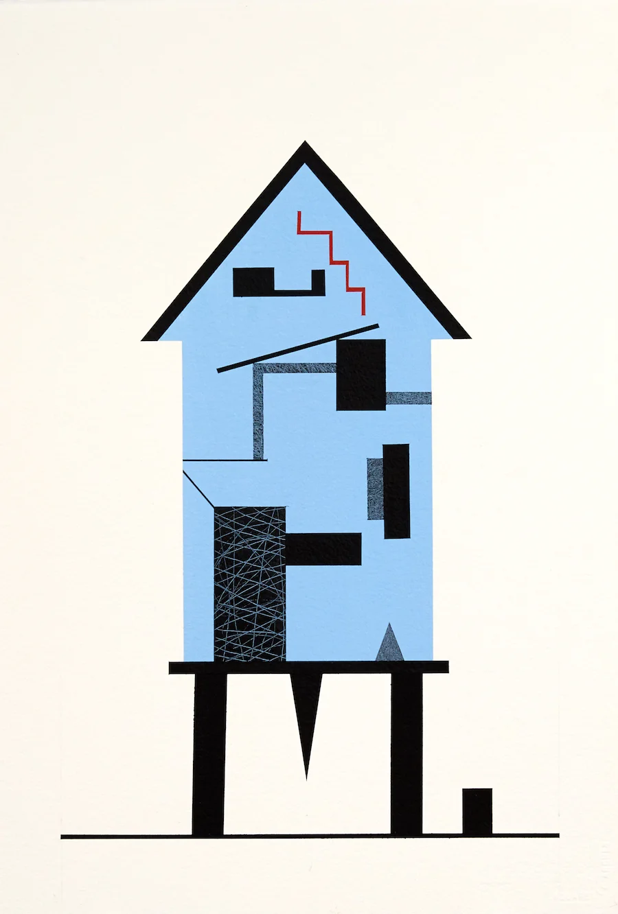 Above: Tom Stanley, Houses , acrylic on #300 Arches, 22” x 15”, 2017. Below: Tom Stanley, Houses , acrylic on canvas, 47.5” x 37.5”, 2017. Photos courtesy of the artist