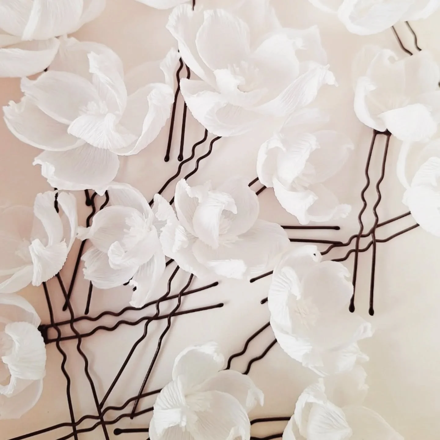 Douceur et texture.
Nos fleurs Alba se placent dans un chignon aussi bien que dans une demie-queue. Elles existent en 3 tailles que vous pouvez combiner.

#fleursdanslescheveux #coiffuremariee #fleurscoiffuremari&eacute;e #metiersdart #fleursenpapier