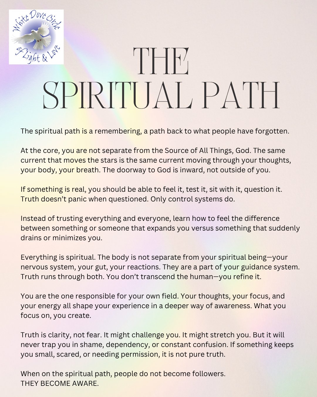 The Spiritual Path — White Dove Circle of Light & Love
