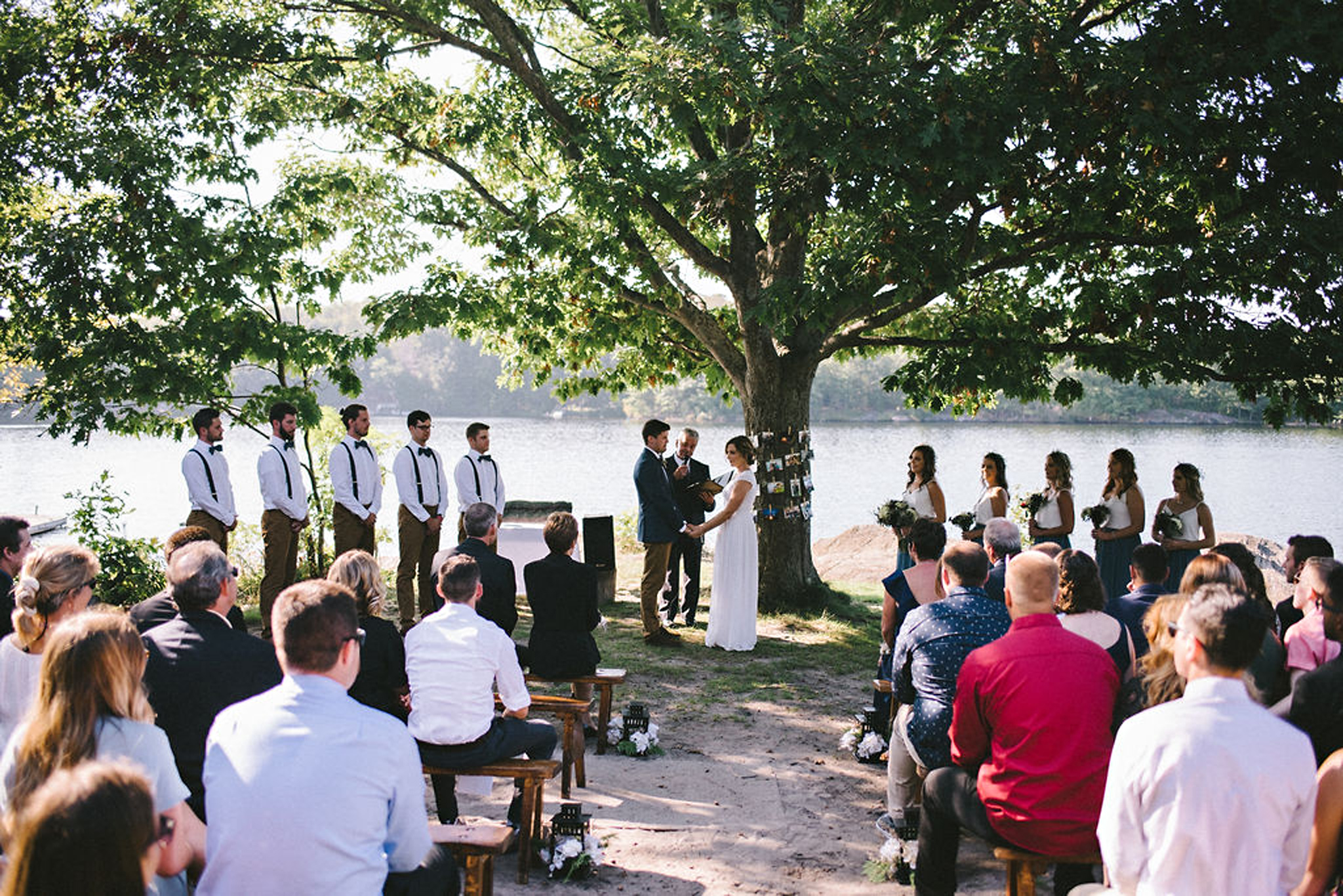 Lakeside ceremony at Parry Sound camp wedding