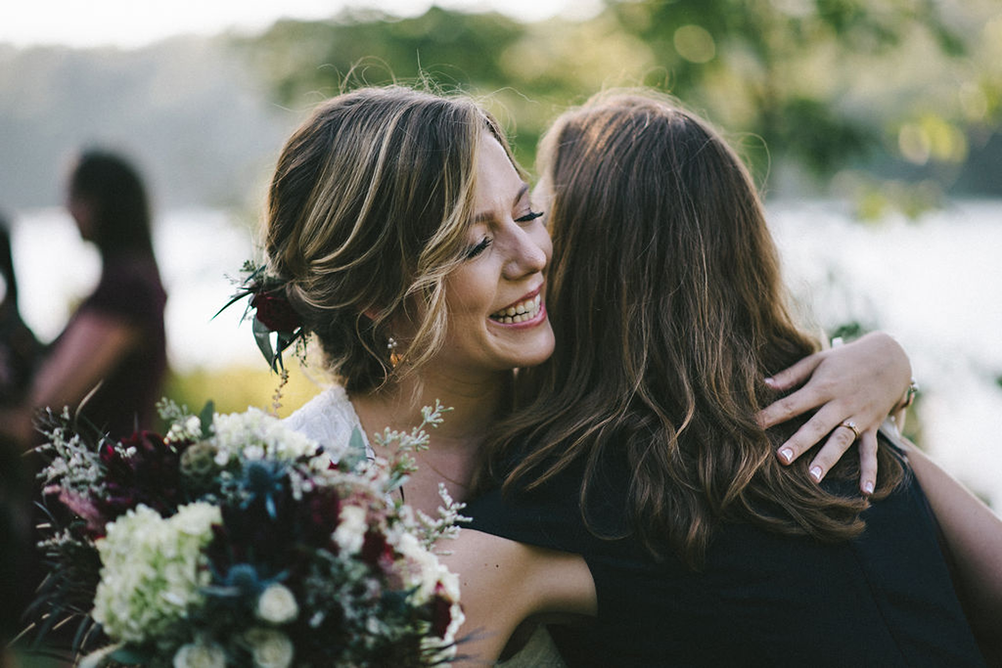 Hugs at Parry Sound camp wedding