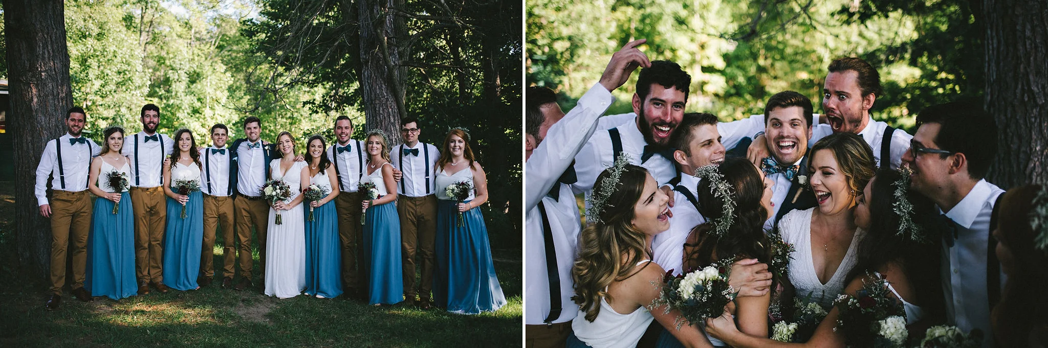 Wedding party in two tone separates and bowties during Parry Sou