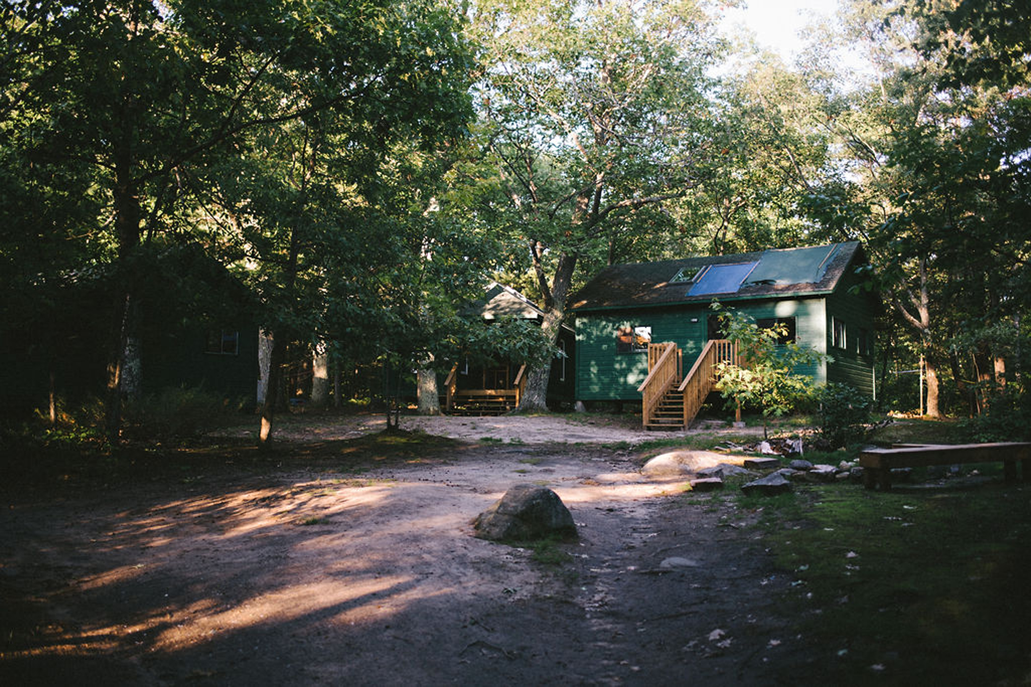 Parry Sound camp wedding with dappled light