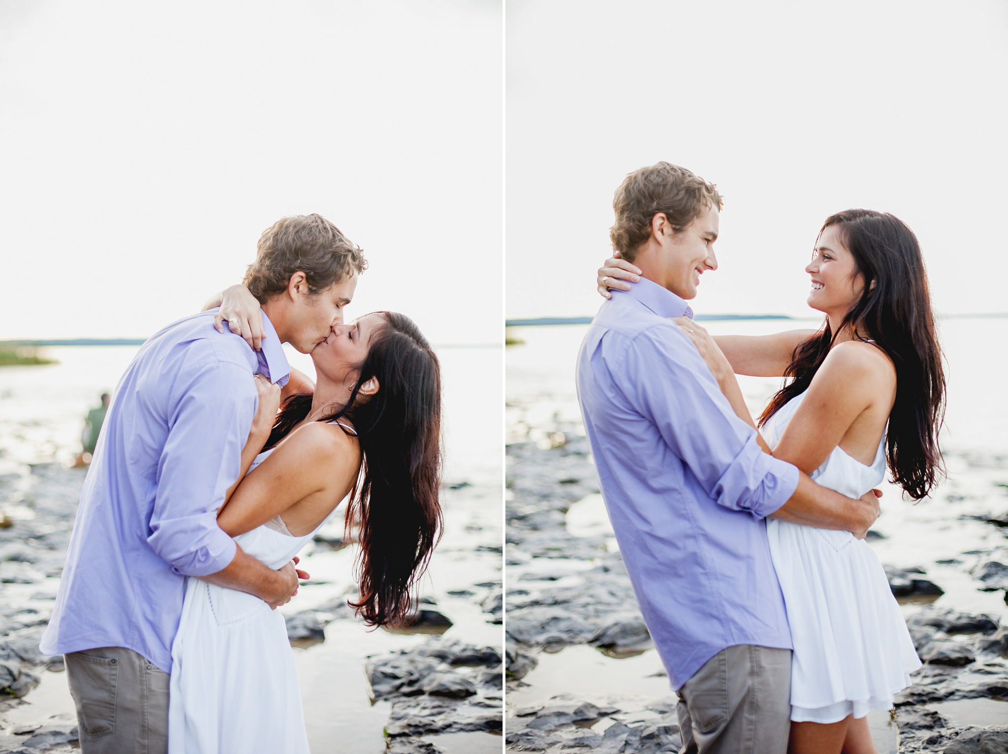 madly in love couple during georgian bay engagement session at C