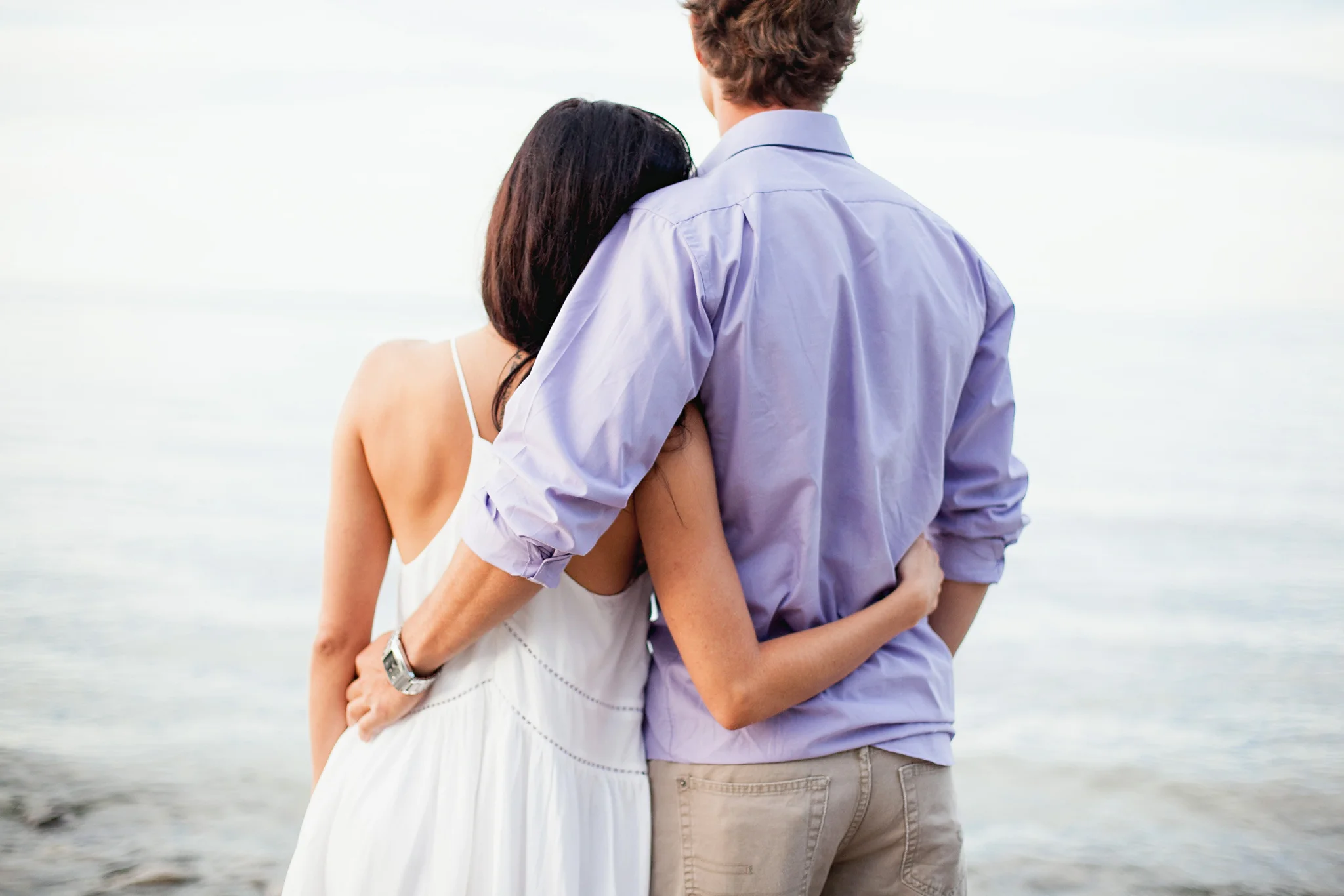 beautiful couple on the shores of Georgian Bay during craigleith