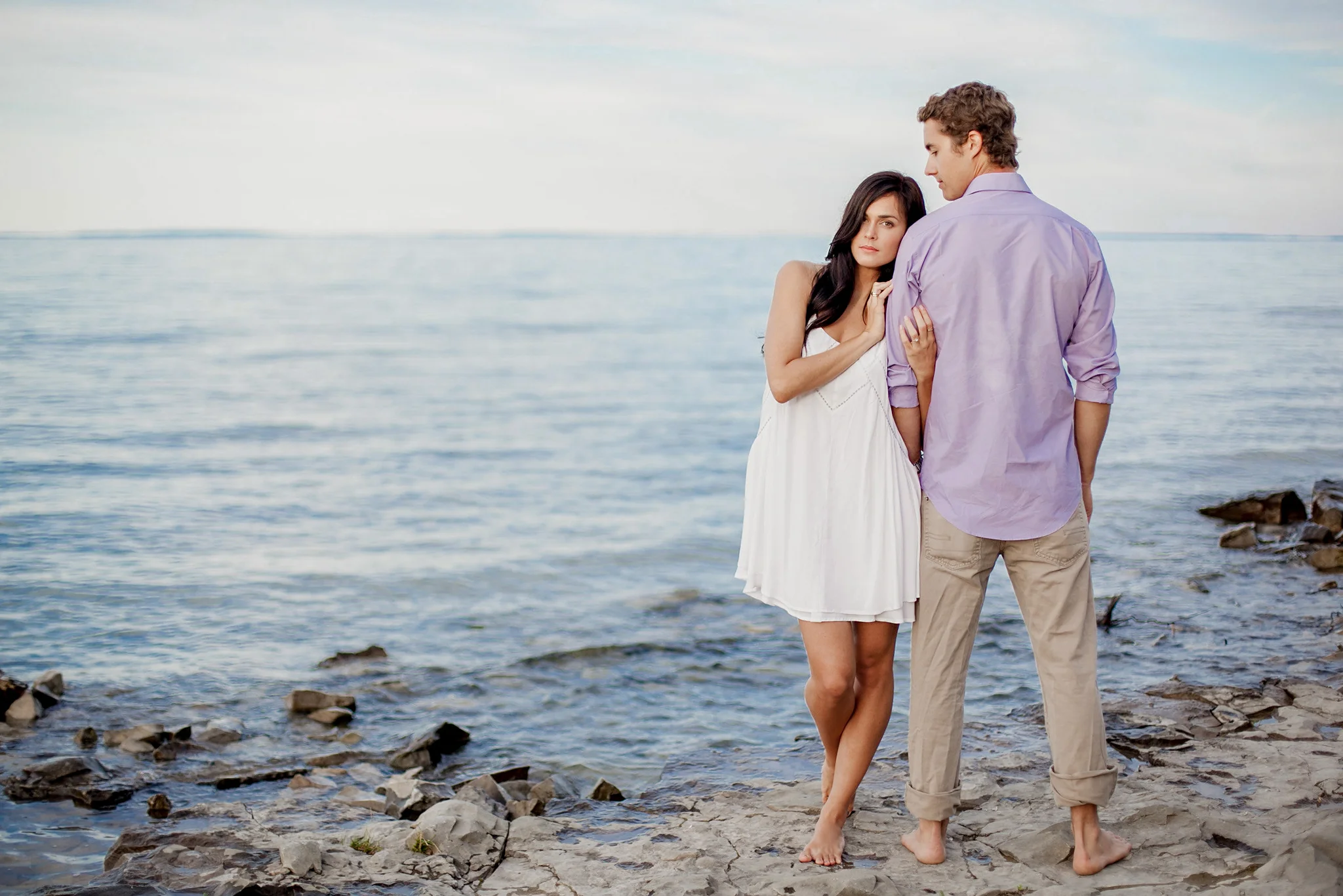 beautiful couple on the shores of Georgian Bay during craigleith