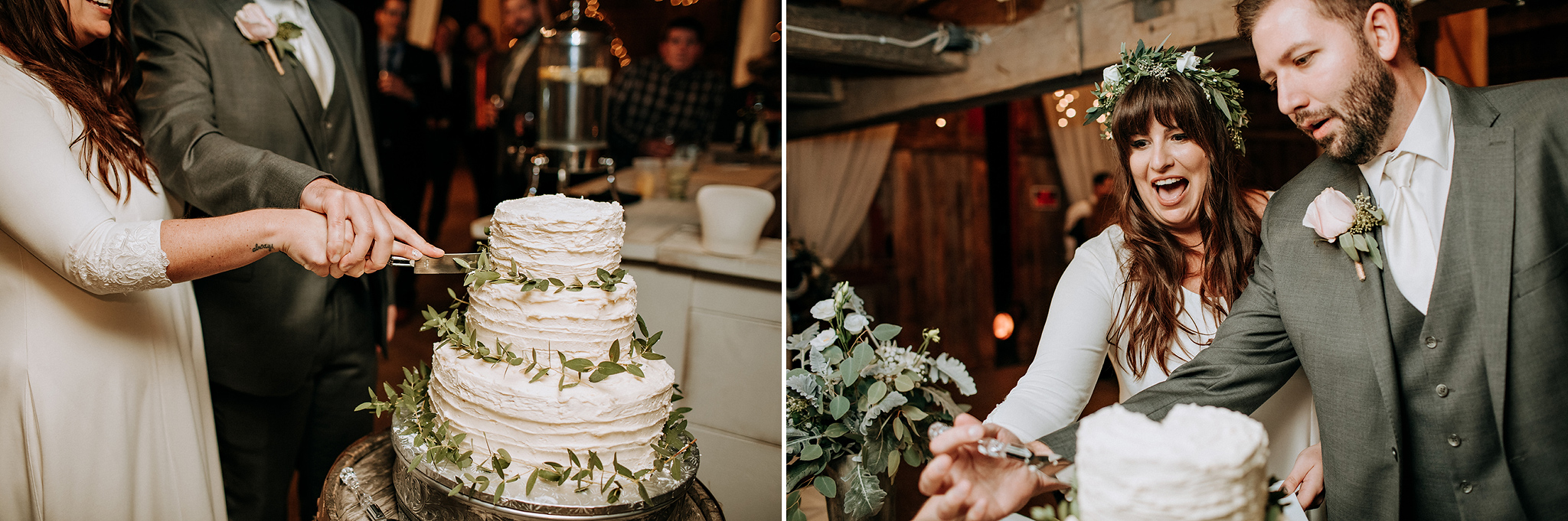cake cutting at meaford barn wedding