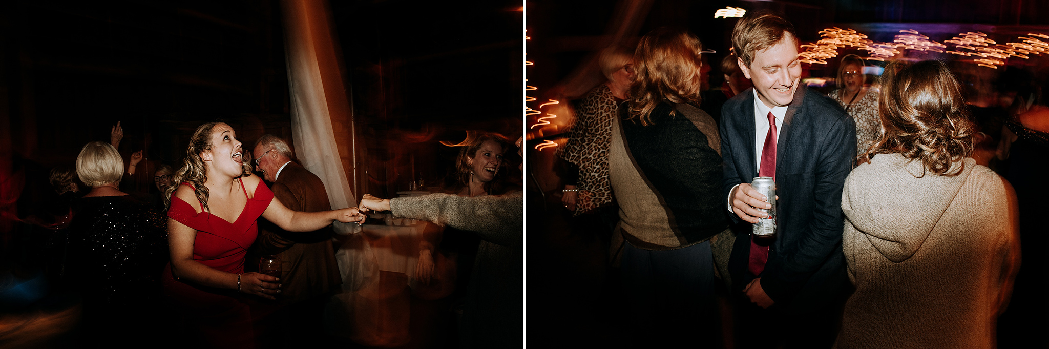 fun dance floor photos with shutter drag at meaford barn wedding